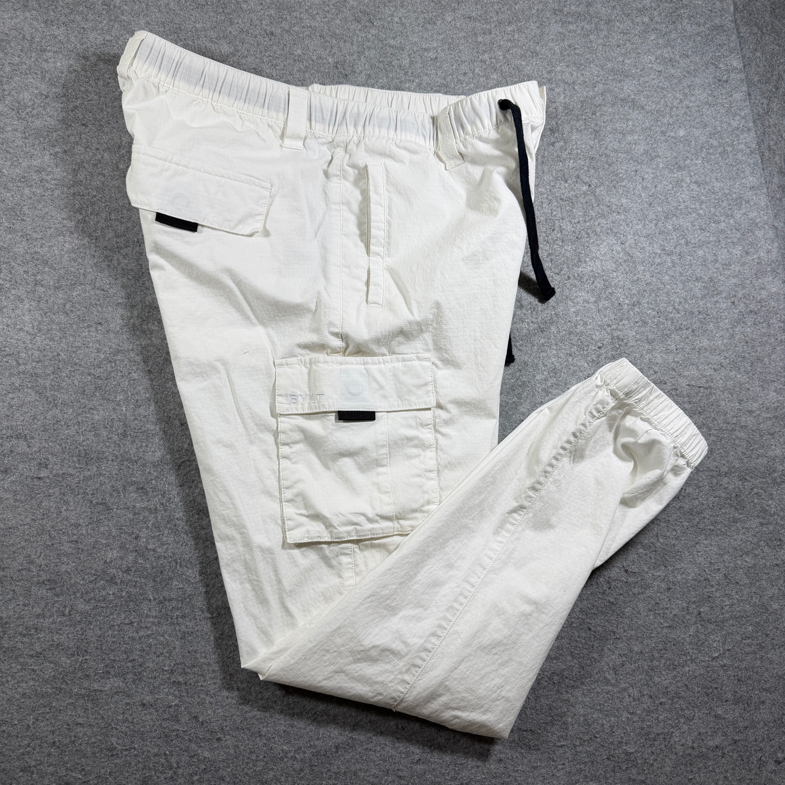 BYLT Division Cargo Jogger Pants Mens XL White Flap Pockets Lounge Drawstring thumbnail 3