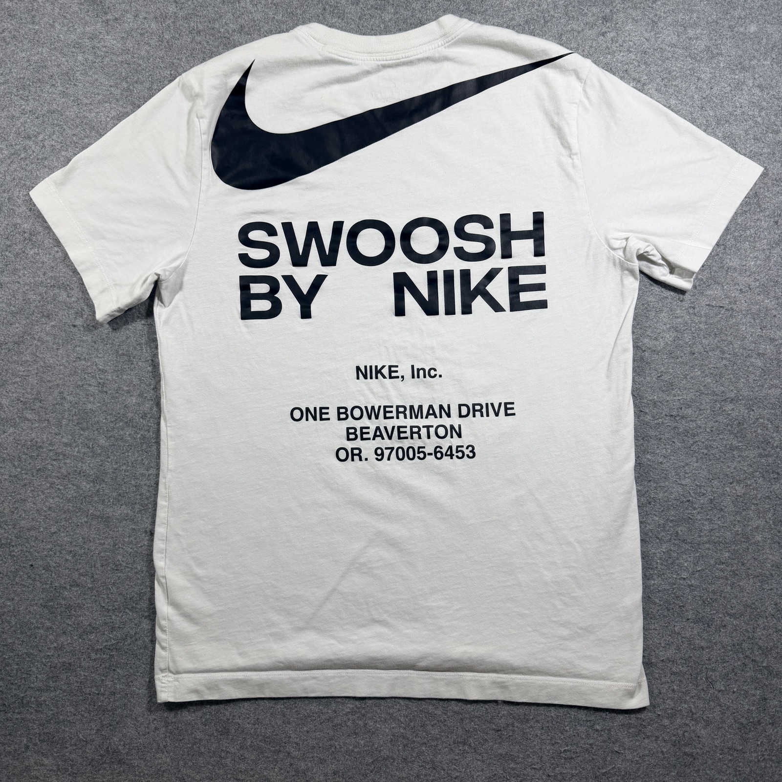 Nike Big Swoosh T Shirt Mens M White Beaverton Oregon Back Graphic Cotton Tee