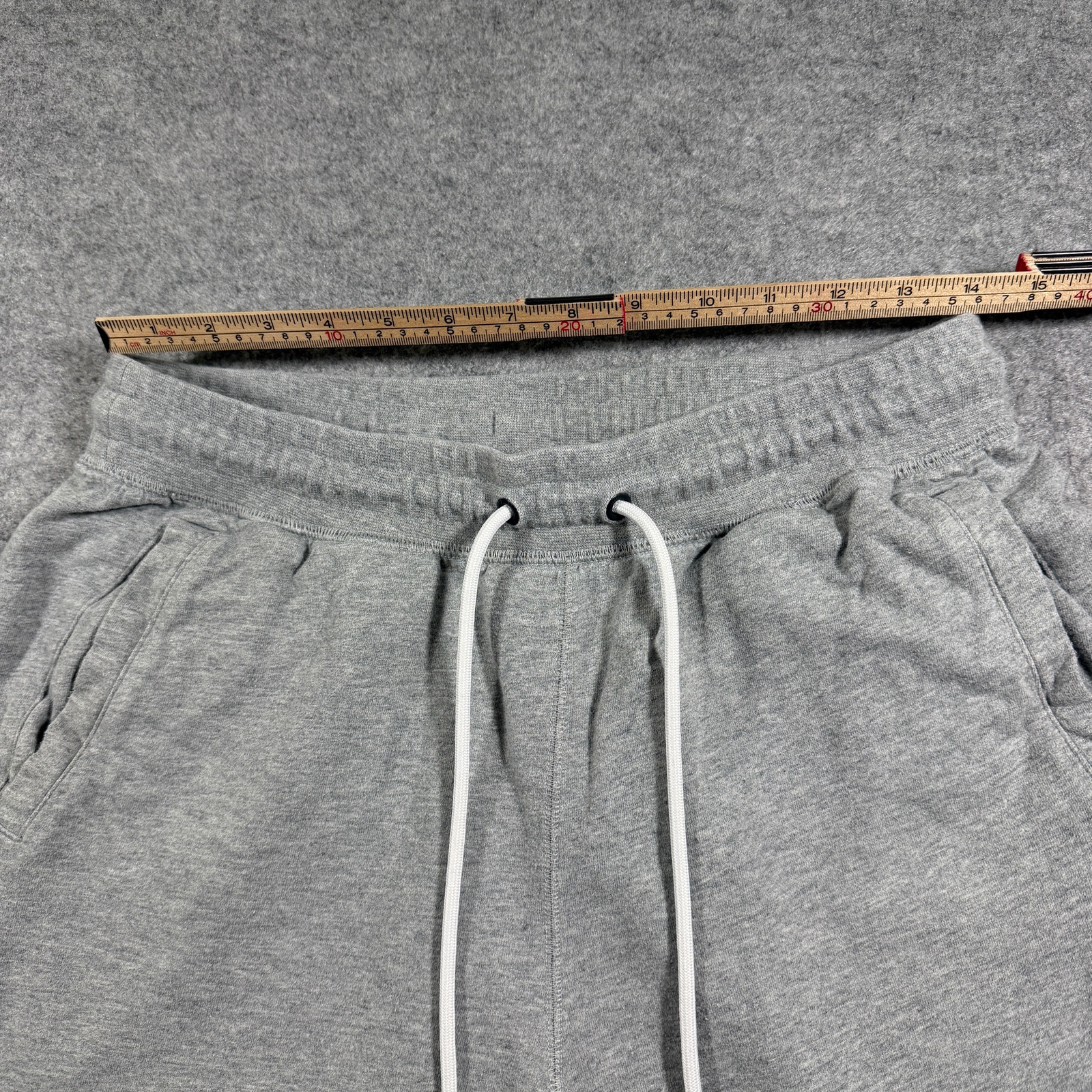 Nike Sweat Shorts Mens L Heather Gray Cotton Logo Raw Hem Lounge Drawstring thumbnail 6