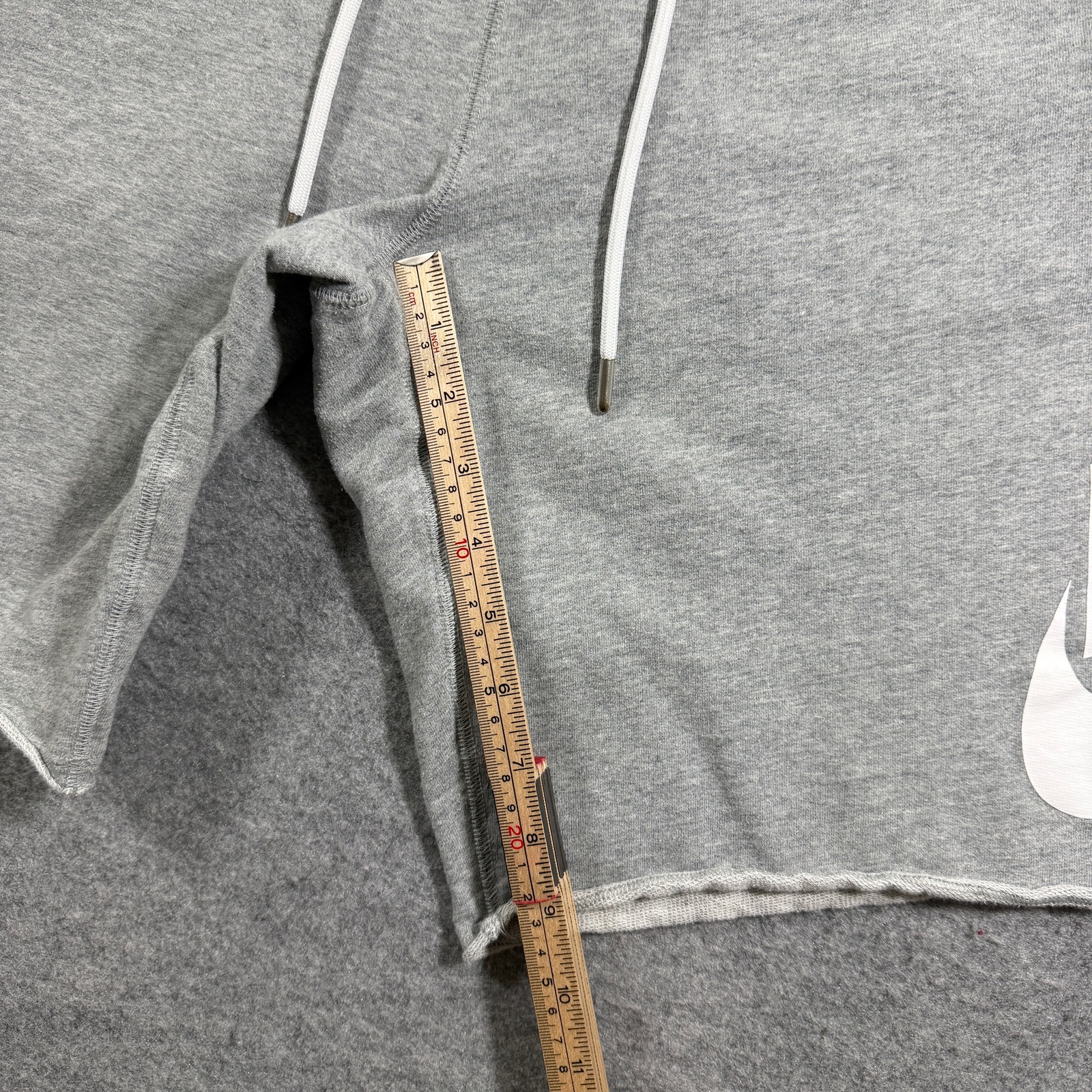 Nike Sweat Shorts Mens L Heather Gray Cotton Logo Raw Hem Lounge Drawstring thumbnail 7