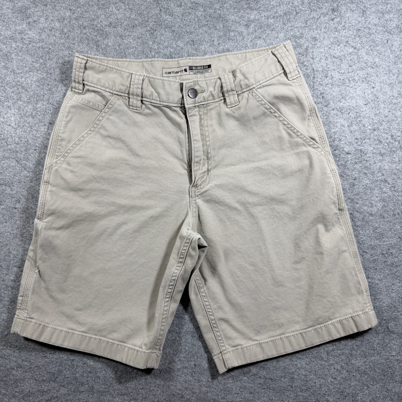 Carhartt Rugged Flex Shorts Mens 30 Khaki Relaxed Fit Carpenter Workwear Utility