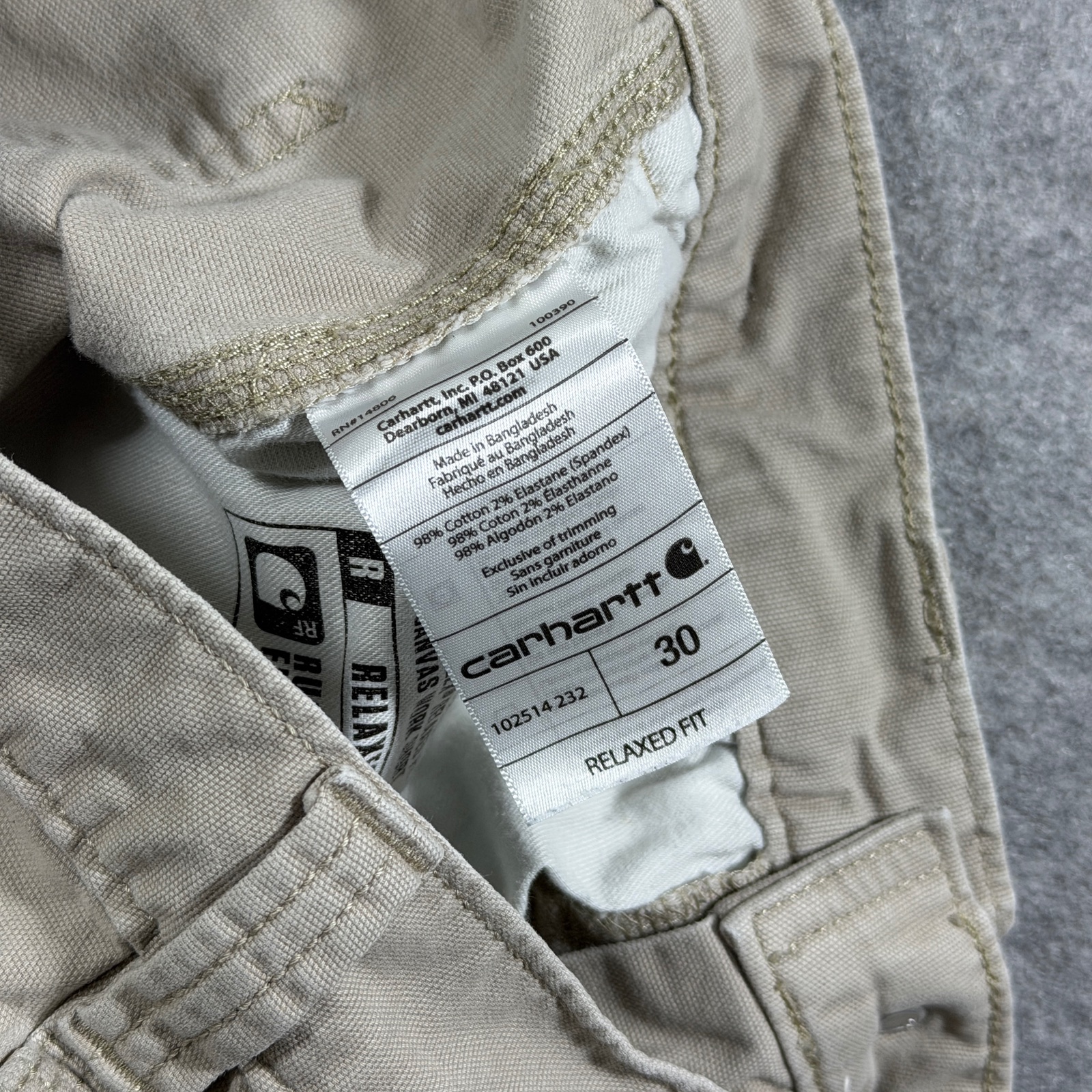 Carhartt Rugged Flex Shorts Mens 30 Khaki Relaxed Fit Carpenter Workwear Utility thumbnail 4