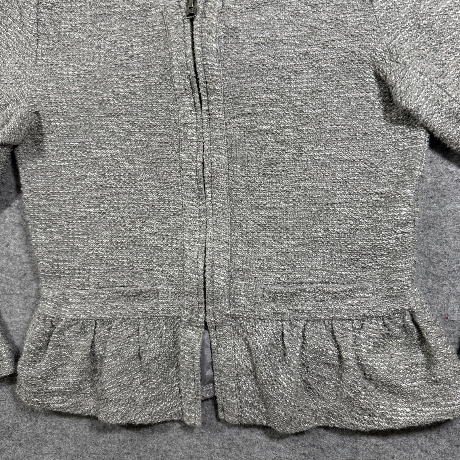 J.Crew Boucle Tweed Peplum Jacket Womens S Gray Full Zip Career Business Casual thumbnail 3