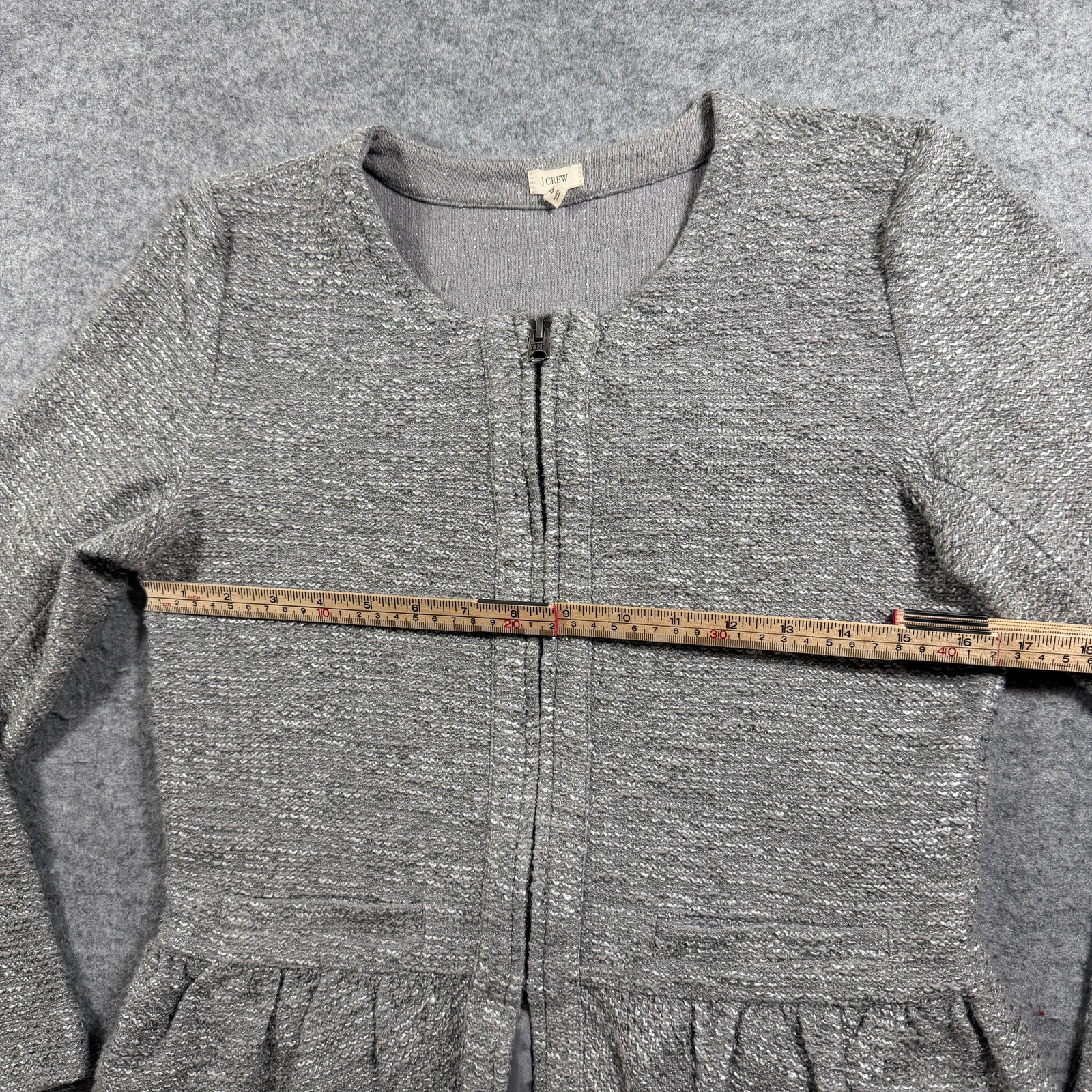 J.Crew Boucle Tweed Peplum Jacket Womens S Gray Full Zip Career Business Casual thumbnail 7