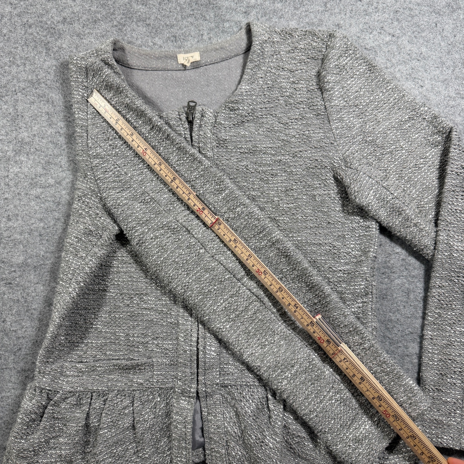 J.Crew Boucle Tweed Peplum Jacket Womens S Gray Full Zip Career Business Casual thumbnail 8