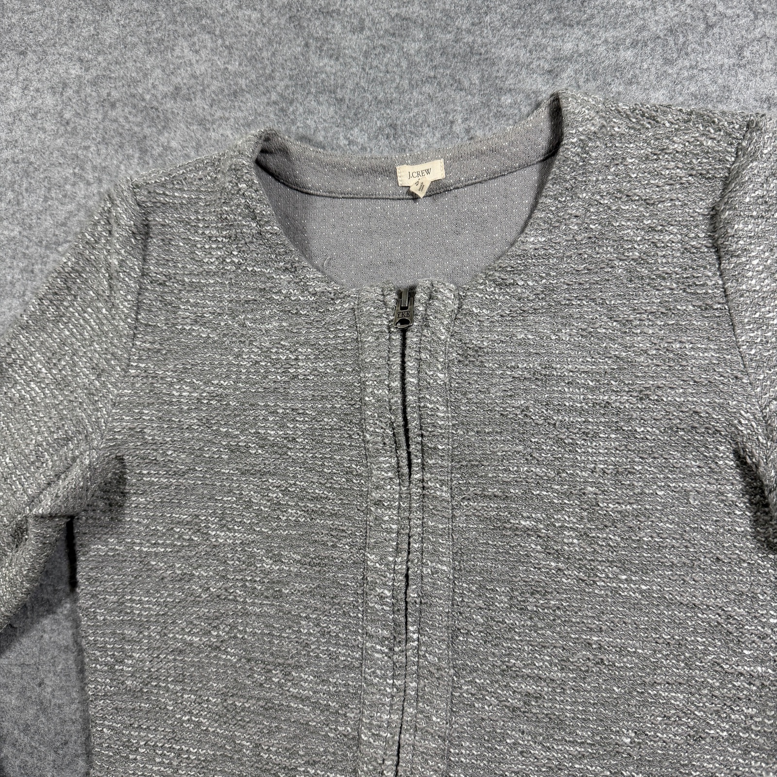 J.Crew Boucle Tweed Peplum Jacket Womens S Gray Full Zip Career Business Casual thumbnail 9