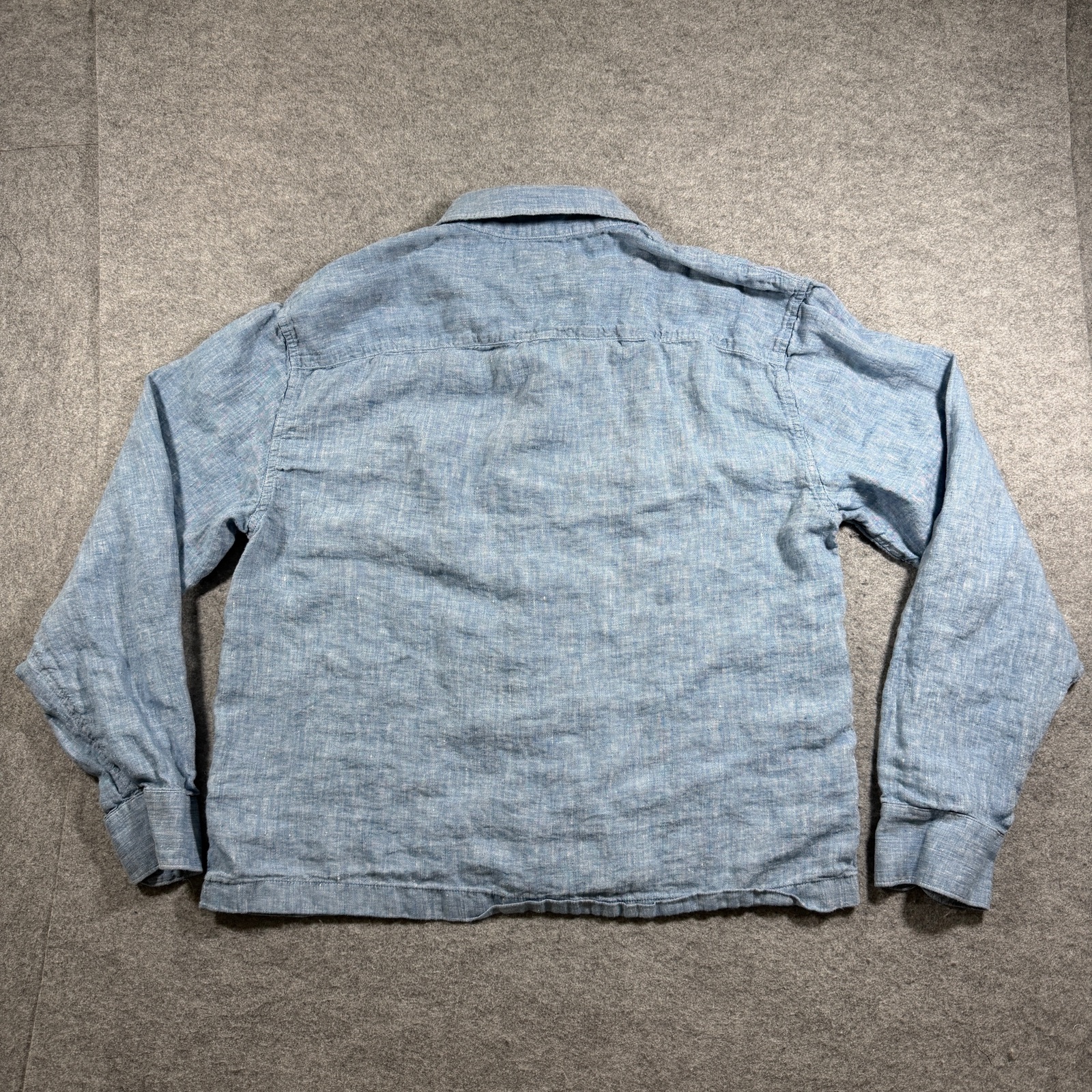 Abercrombie & Fitch Linen Shirt Mens M Light Blue Cropped Fit Breathable Preppy thumbnail 2