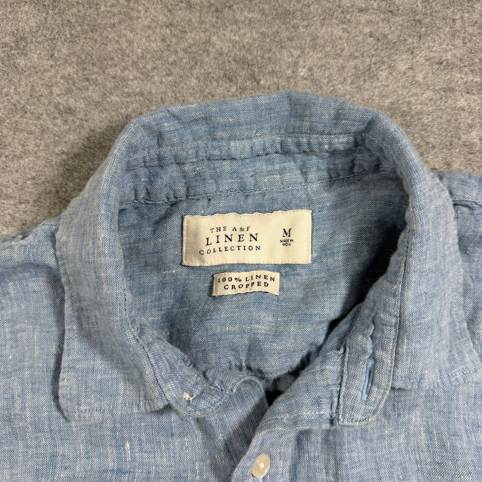 Abercrombie & Fitch Linen Shirt Mens M Light Blue Cropped Fit Breathable Preppy thumbnail 3