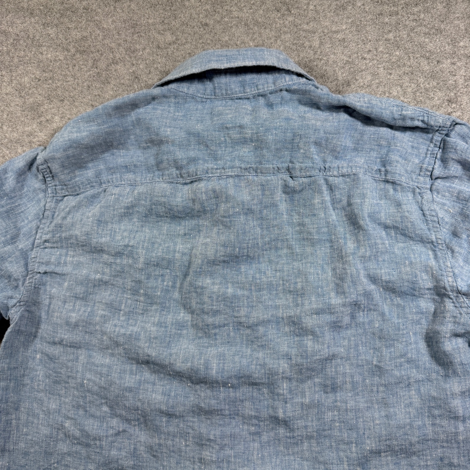 Abercrombie & Fitch Linen Shirt Mens M Light Blue Cropped Fit Breathable Preppy thumbnail 5