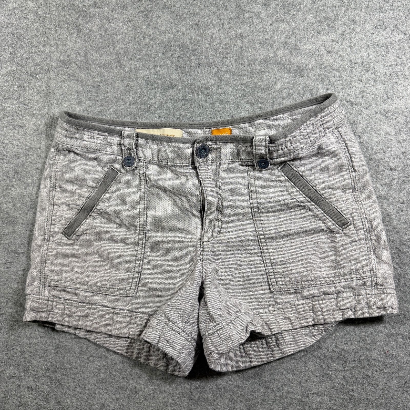 Pilcro And The Letterpress Shorts Womens 6 Gray Linen Cuffed Hem Casual Preppy