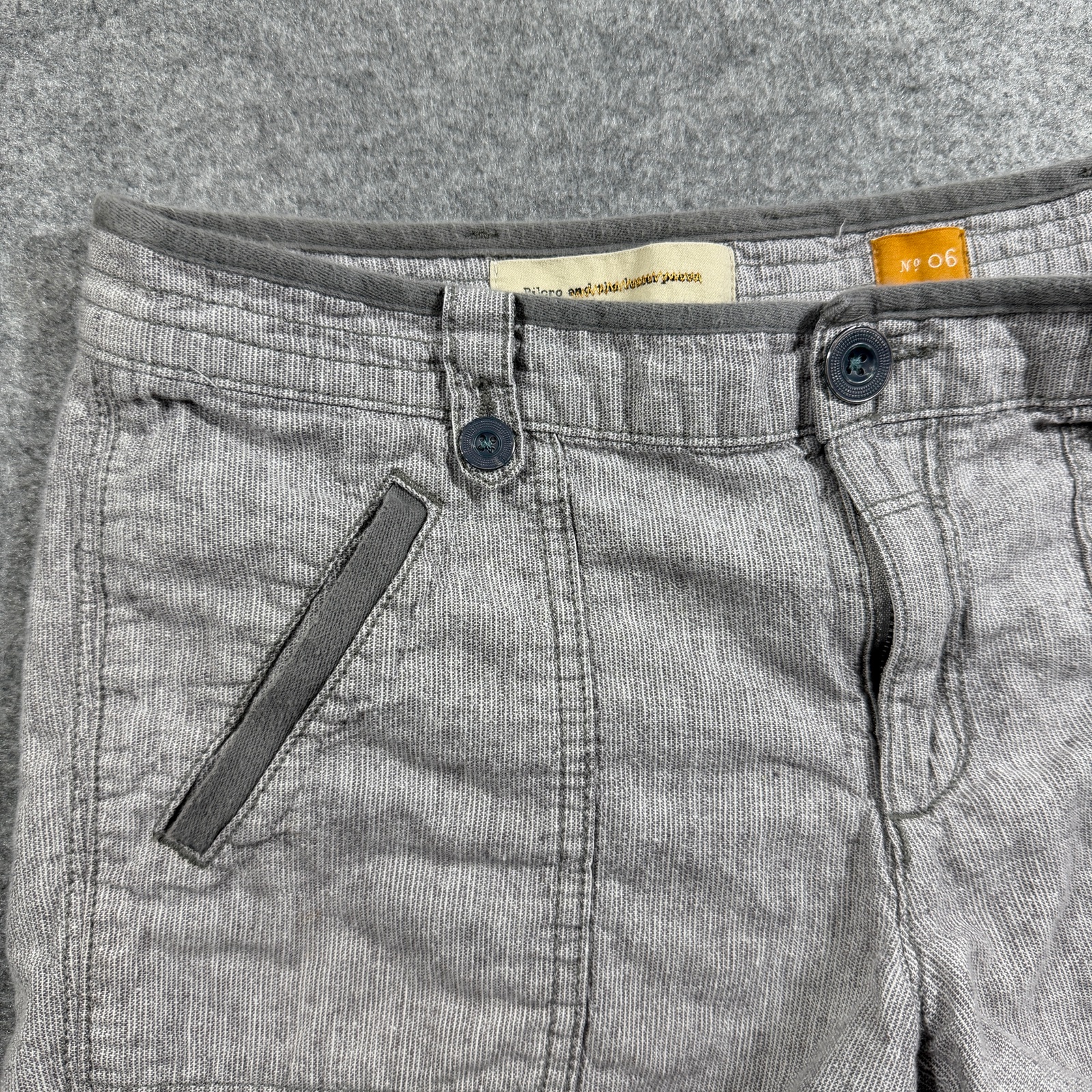Pilcro And The Letterpress Shorts Womens 6 Gray Linen Cuffed Hem Casual Preppy thumbnail 3