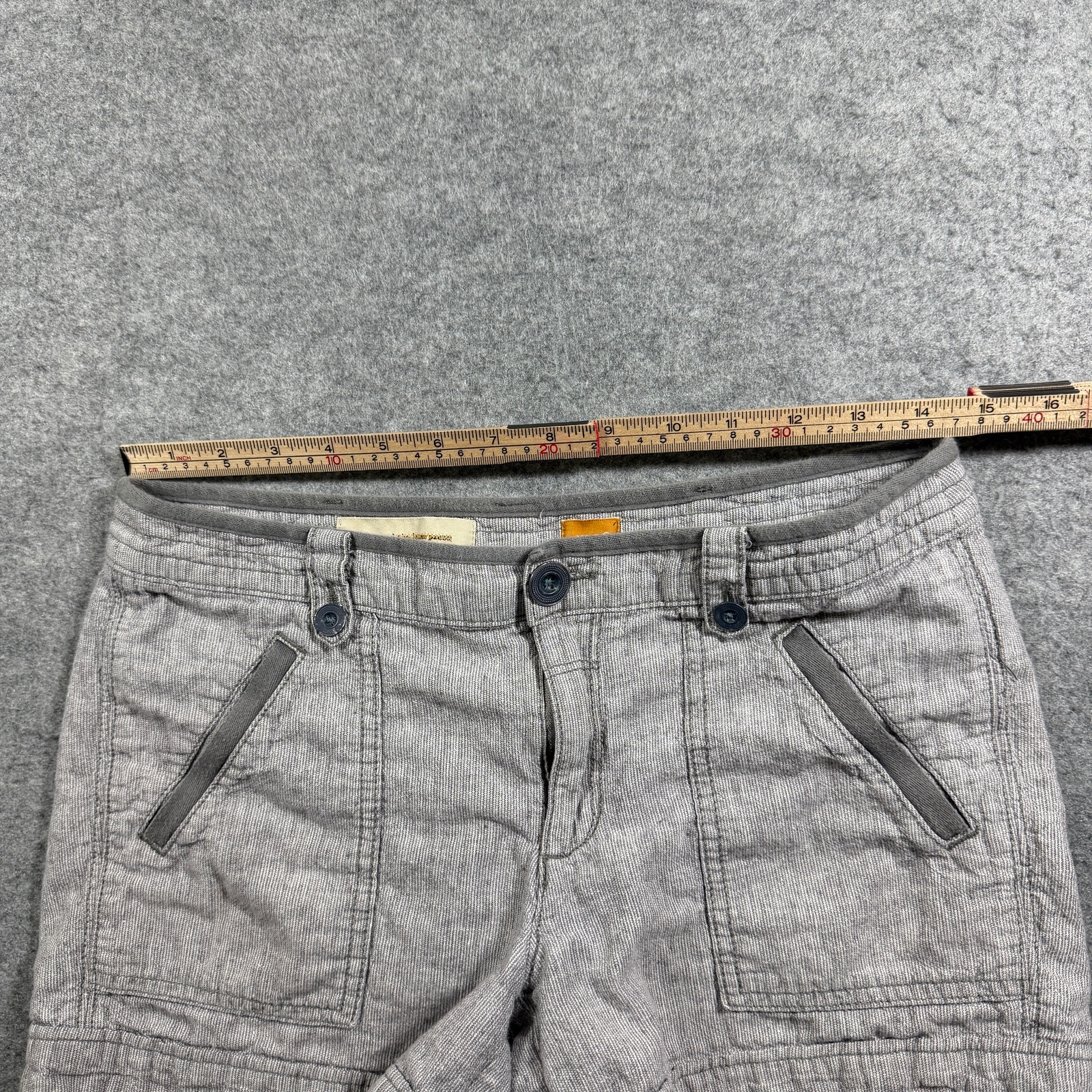 Pilcro And The Letterpress Shorts Womens 6 Gray Linen Cuffed Hem Casual Preppy thumbnail 6