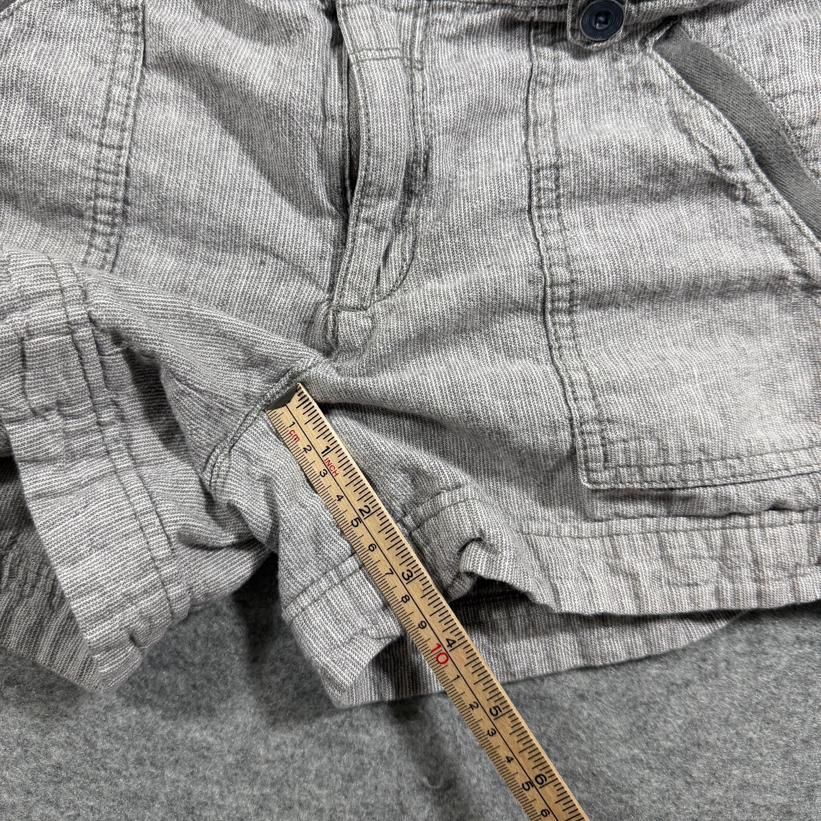 Pilcro And The Letterpress Shorts Womens 6 Gray Linen Cuffed Hem Casual Preppy thumbnail 7