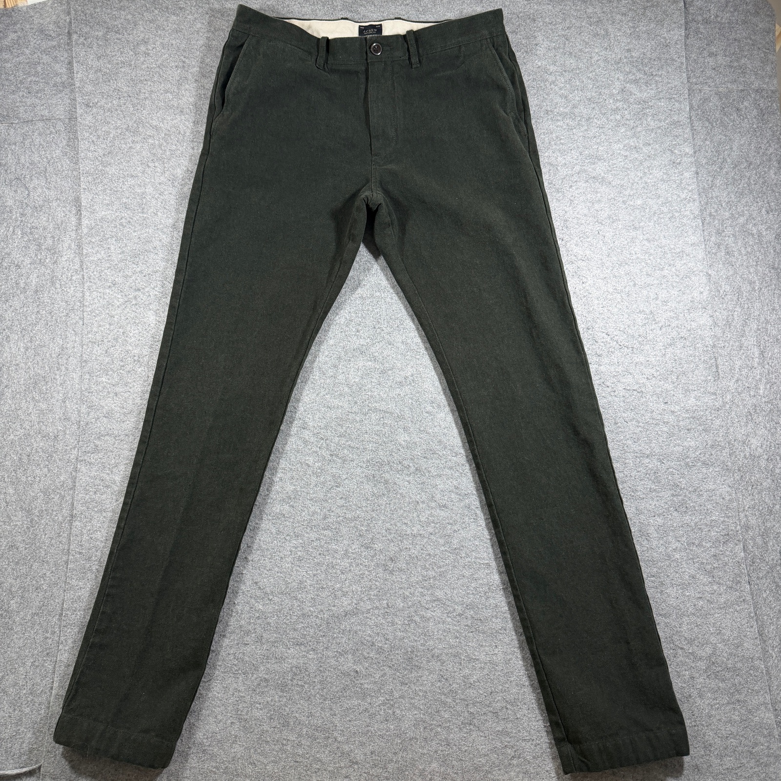 J.Crew 484 Chino Pants Mens 32x34 Olive Brushed Cotton Twill Slim Fit Preppy