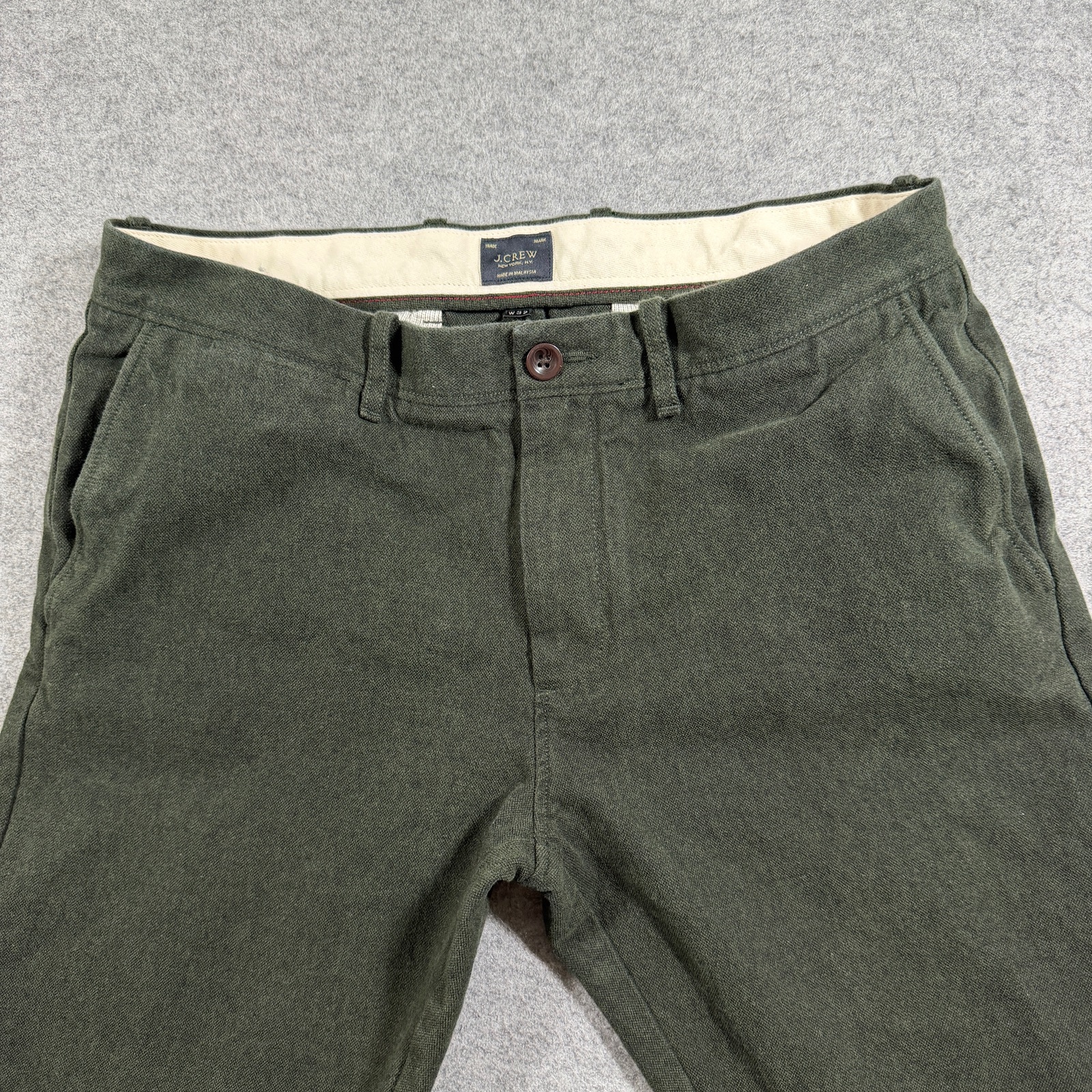 J.Crew 484 Chino Pants Mens 32x34 Olive Brushed Cotton Twill Slim Fit Preppy thumbnail 4