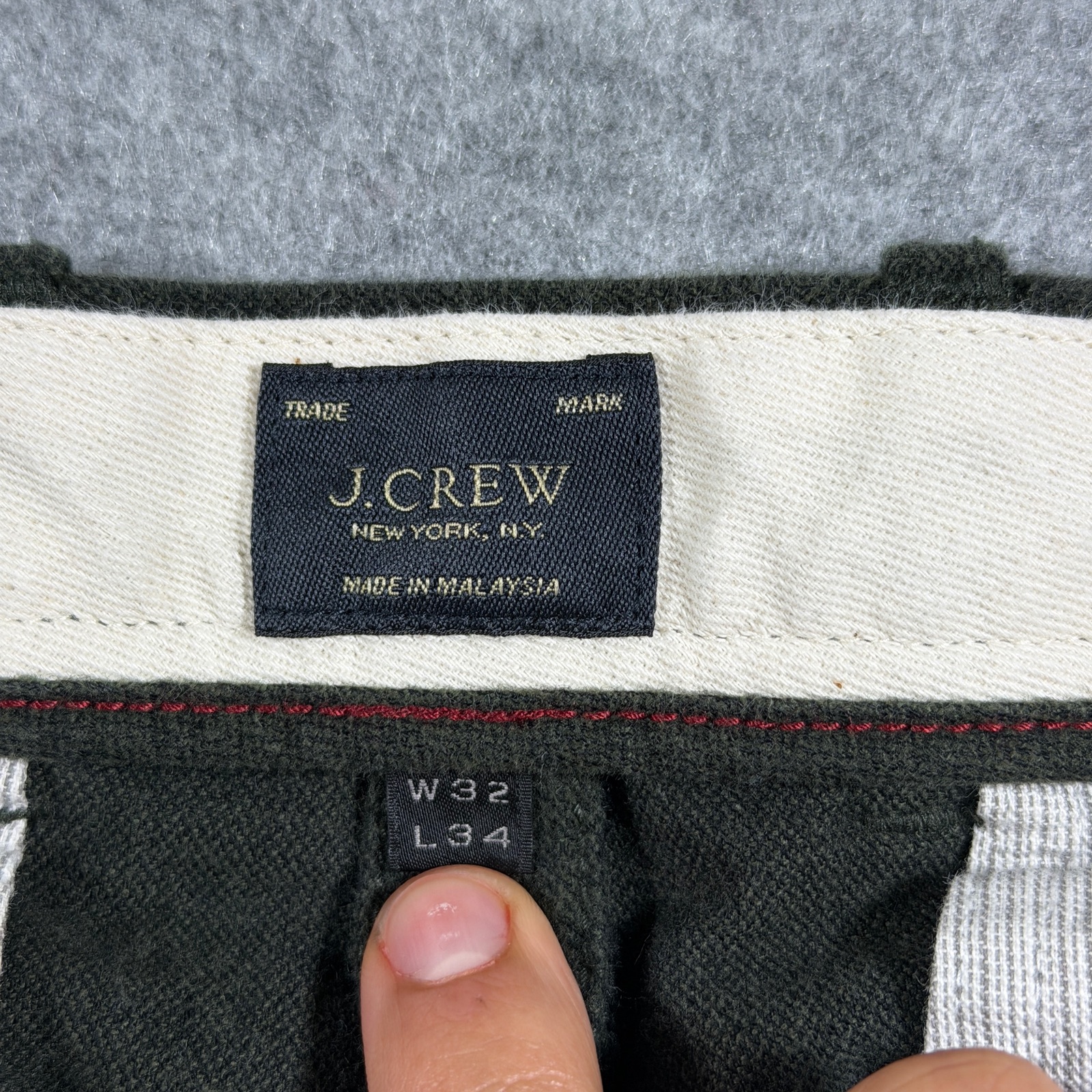 J.Crew 484 Chino Pants Mens 32x34 Olive Brushed Cotton Twill Slim Fit Preppy thumbnail 5