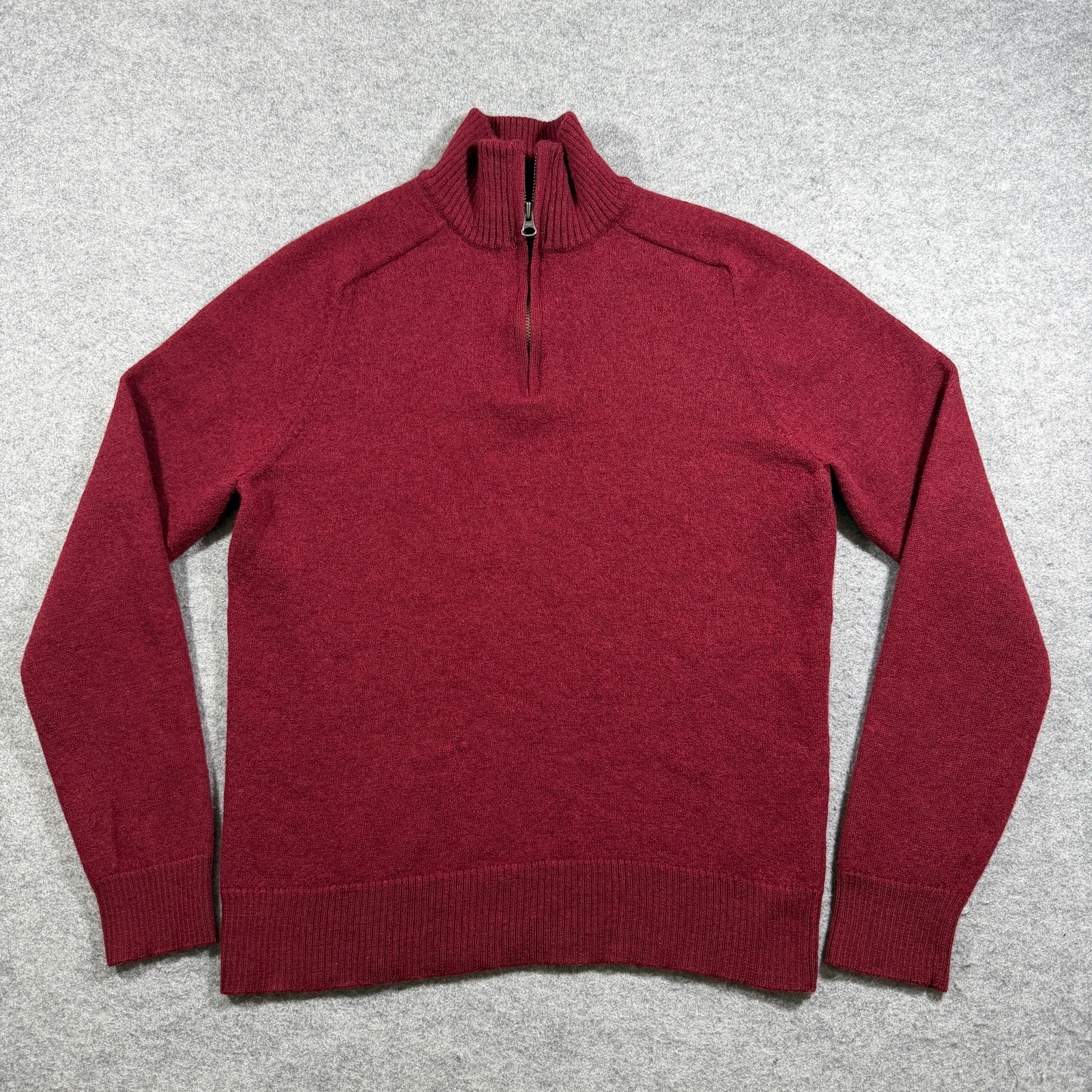J.Crew Merino Wool Knit Sweater Mens S Red 1/4 Zip Preppy Fall Knit SHRUNK READ thumbnail 2