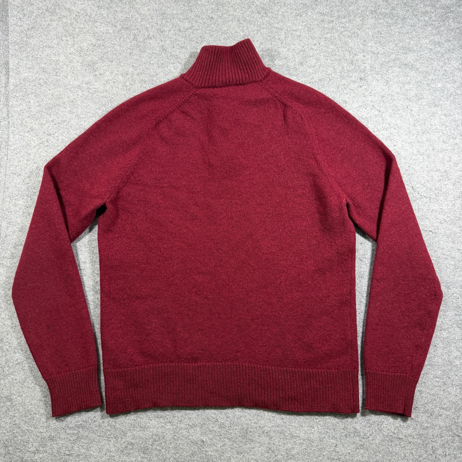 J.Crew Merino Wool Knit Sweater Mens S Red 1/4 Zip Preppy Fall Knit SHRUNK READ thumbnail 3