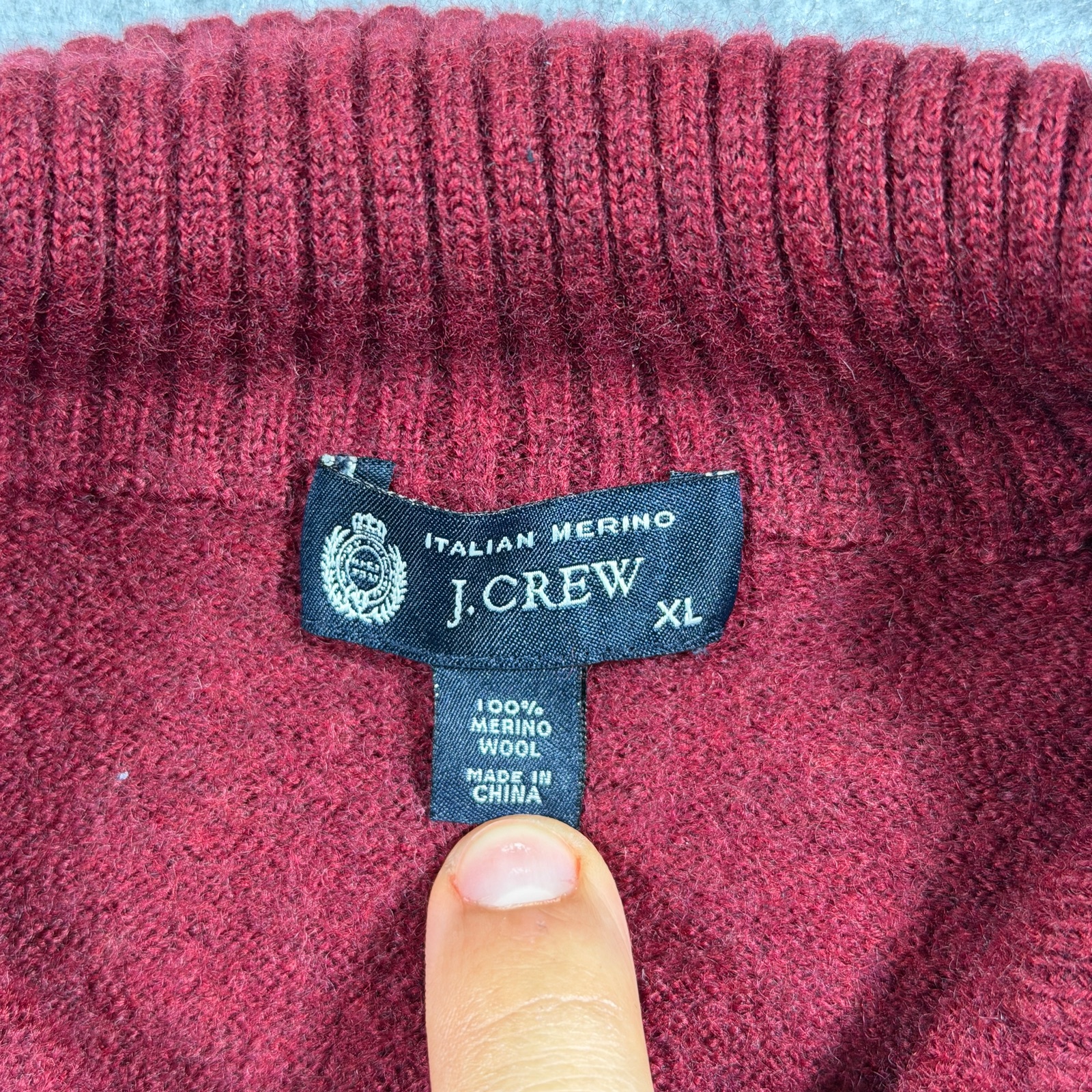 J.Crew Merino Wool Knit Sweater Mens S Red 1/4 Zip Preppy Fall Knit SHRUNK READ thumbnail 4