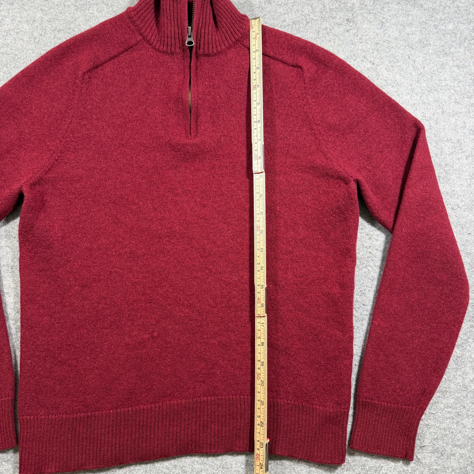 J.Crew Merino Wool Knit Sweater Mens S Red 1/4 Zip Preppy Fall Knit SHRUNK READ thumbnail 6