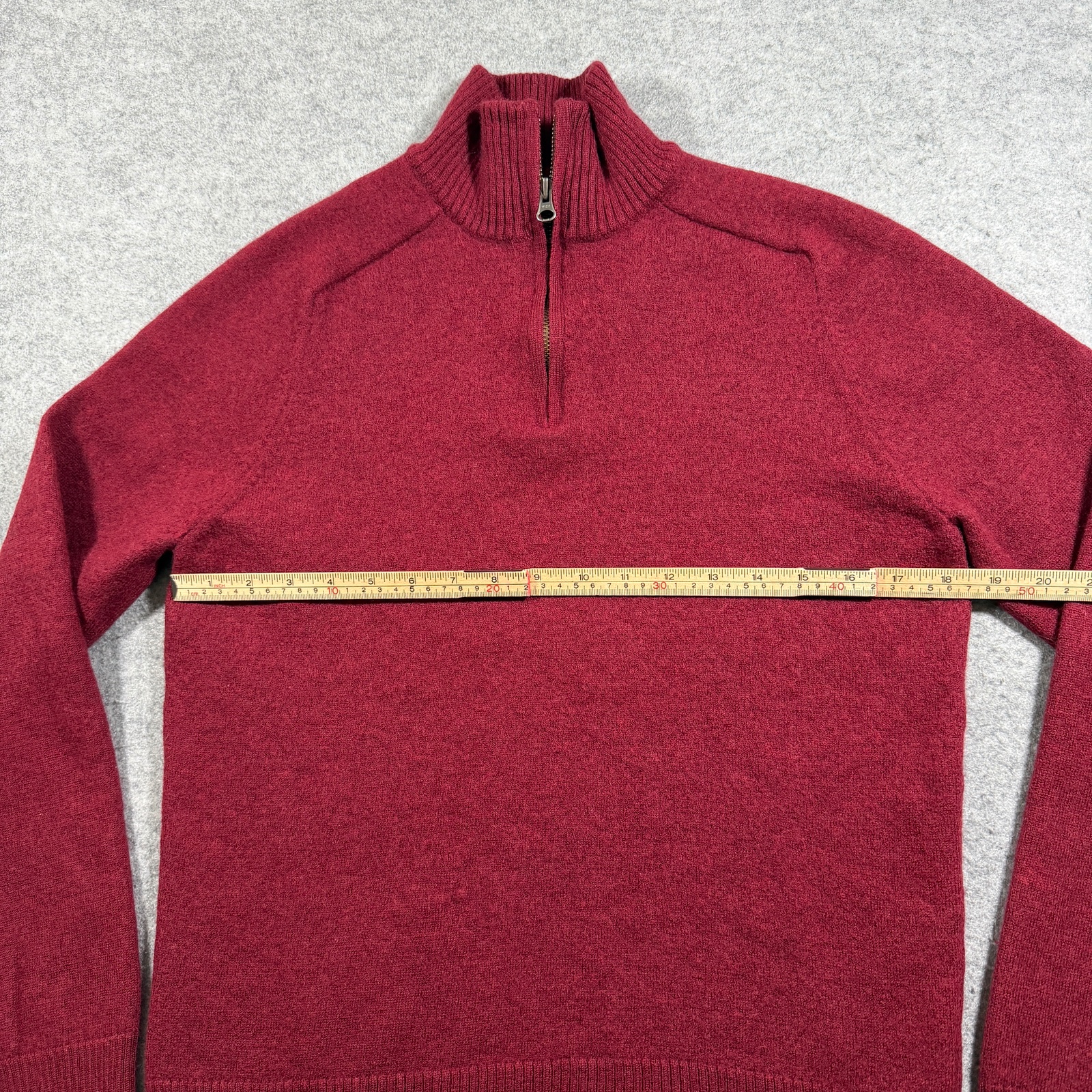 J.Crew Merino Wool Knit Sweater Mens S Red 1/4 Zip Preppy Fall Knit SHRUNK READ thumbnail 7