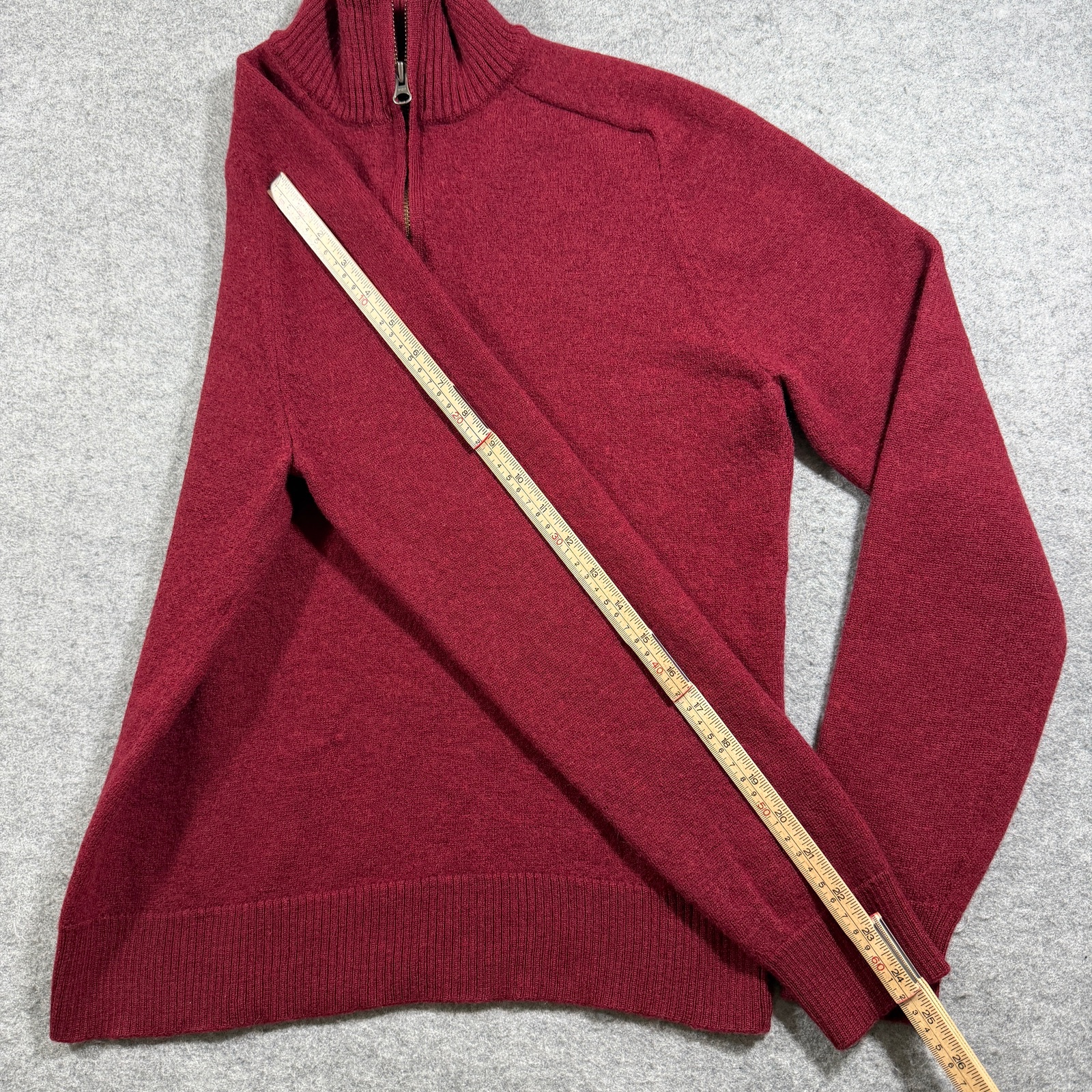 J.Crew Merino Wool Knit Sweater Mens S Red 1/4 Zip Preppy Fall Knit SHRUNK READ thumbnail 8