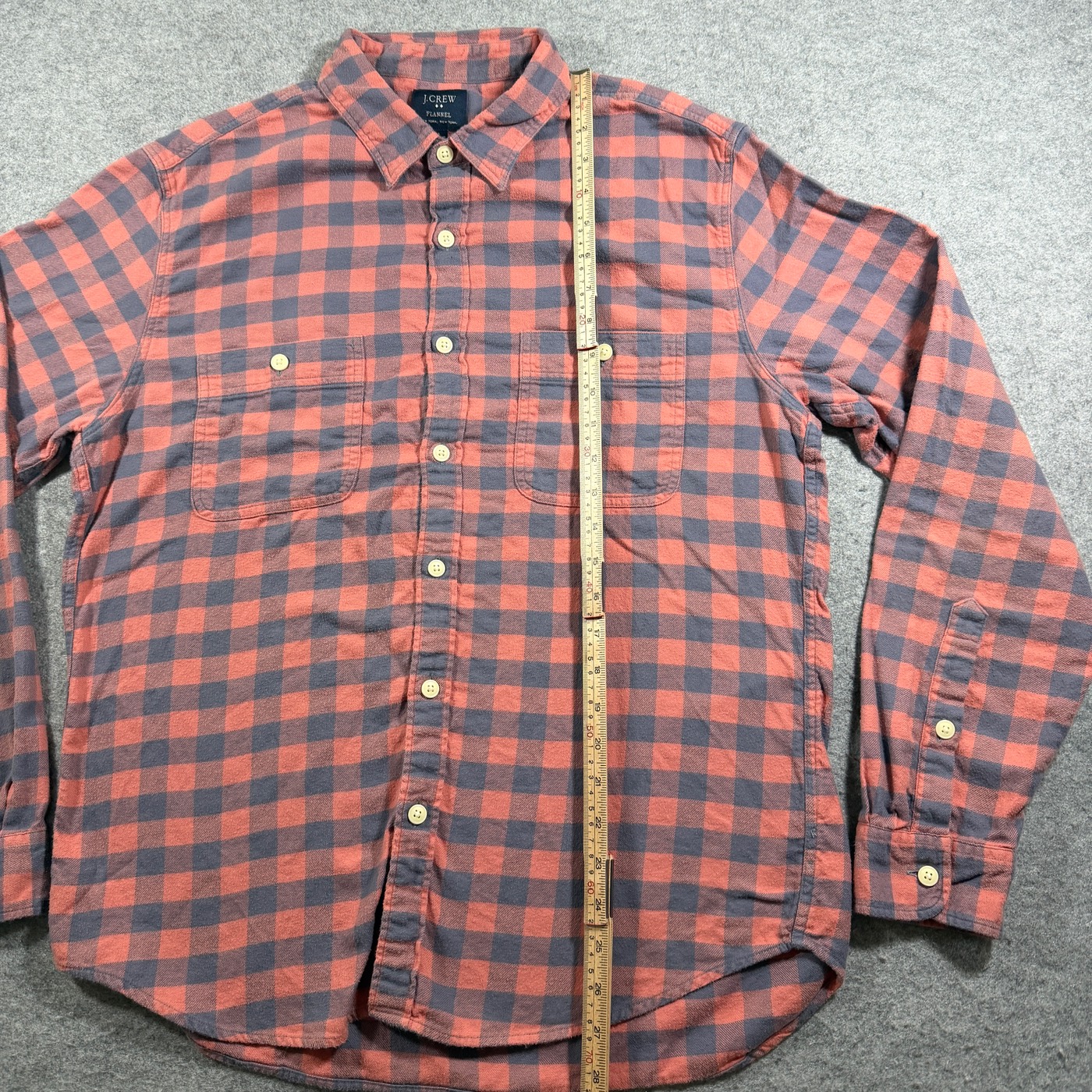 J.Crew Flannel Shirt Mens L Red Blue Buffalo Plaid Cotton Button Up Workwear thumbnail 6
