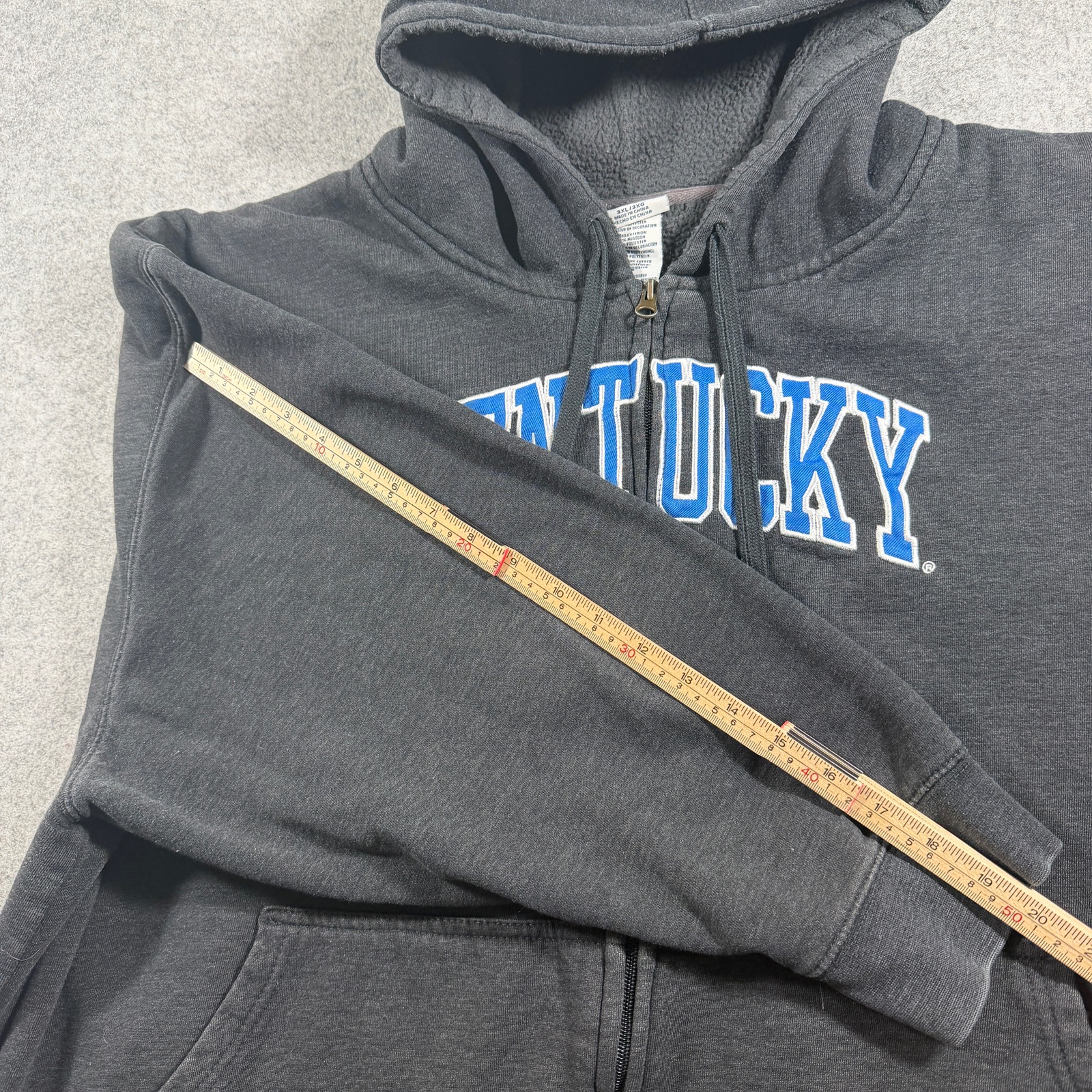 Kentucky Wildcats UK Full Zip Hoodie Mens 3XL Black Fleece Lined Drawstring NCAA thumbnail 8