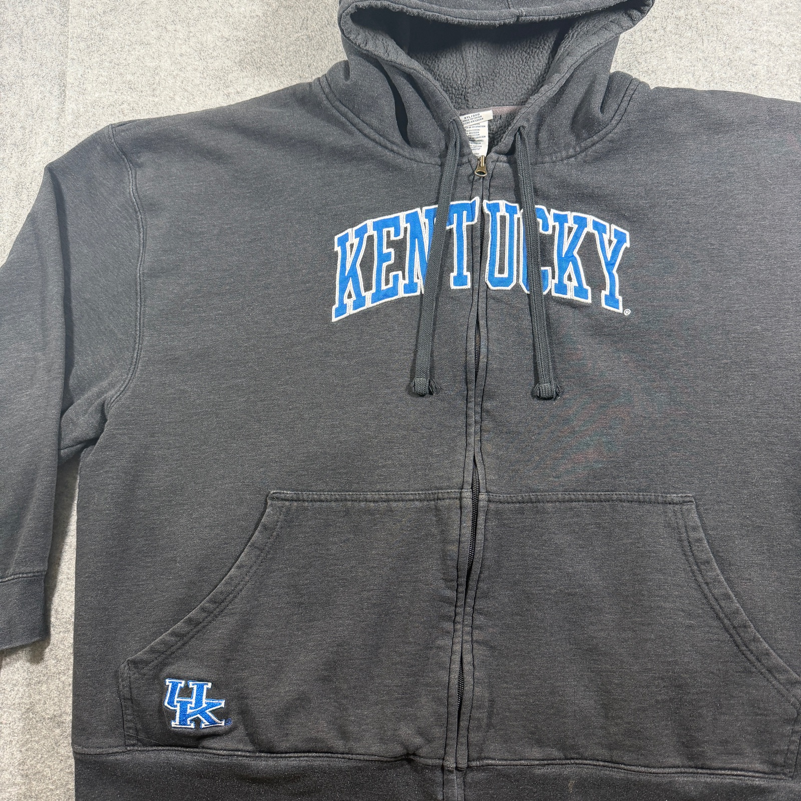 Kentucky Wildcats UK Full Zip Hoodie Mens 3XL Black Fleece Lined Drawstring NCAA thumbnail 9