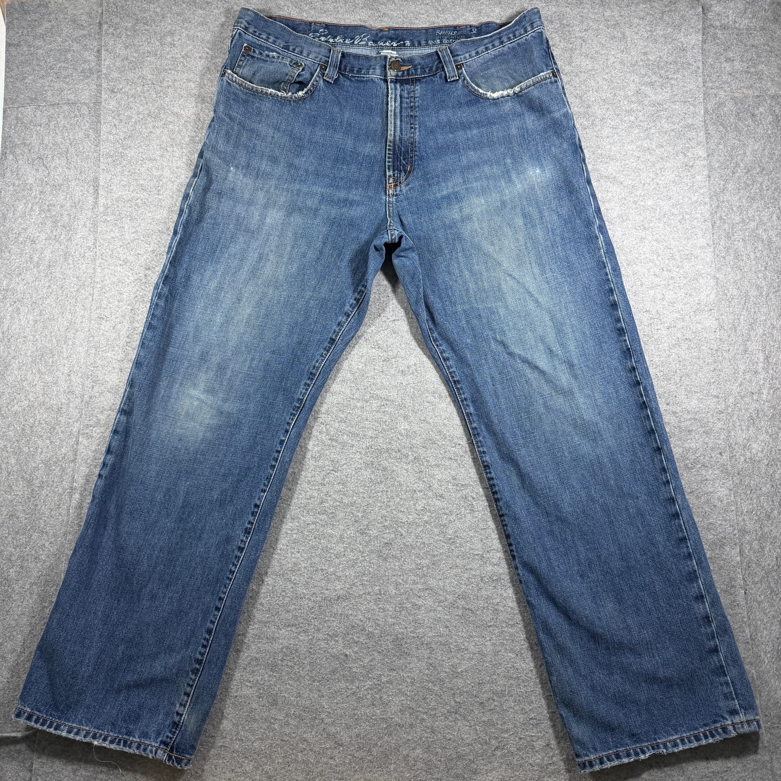 Vintage Eddie Bauer Denim Jeans Mens 38x32 Relaxed Fit Medium Wash Distressed