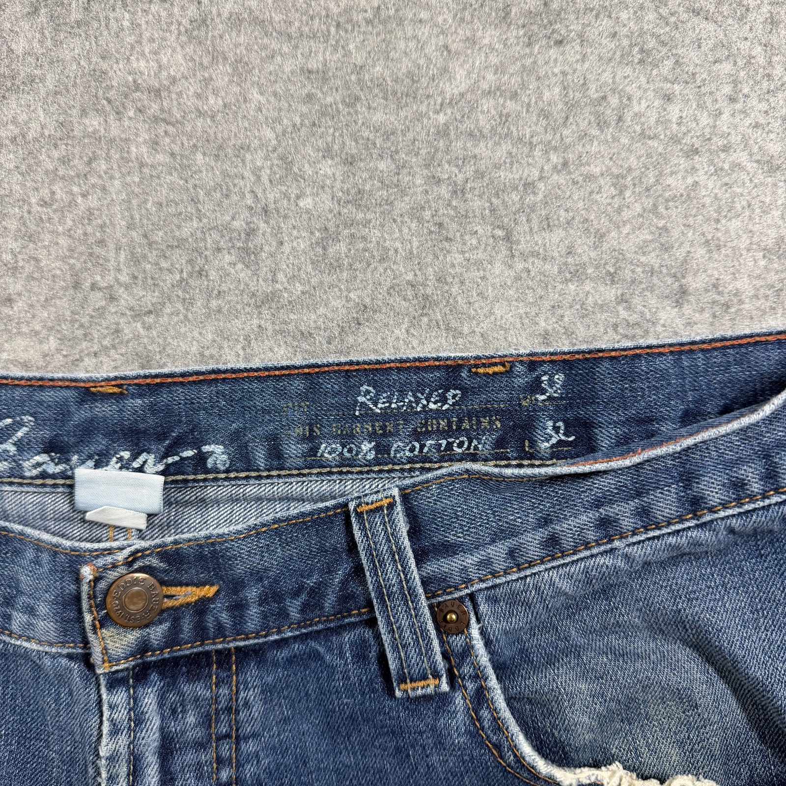 Vintage Eddie Bauer Denim Jeans Mens 38x32 Relaxed Fit Medium Wash Distressed thumbnail 3
