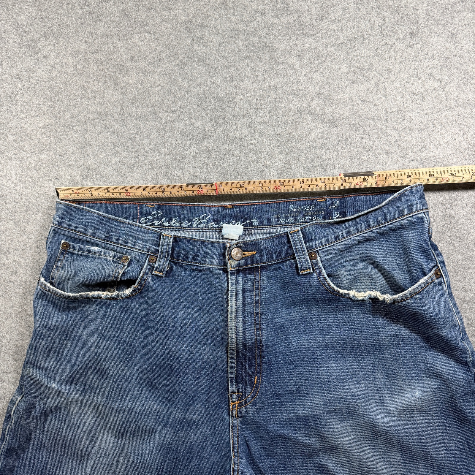 Vintage Eddie Bauer Denim Jeans Mens 38x32 Relaxed Fit Medium Wash Distressed thumbnail 7