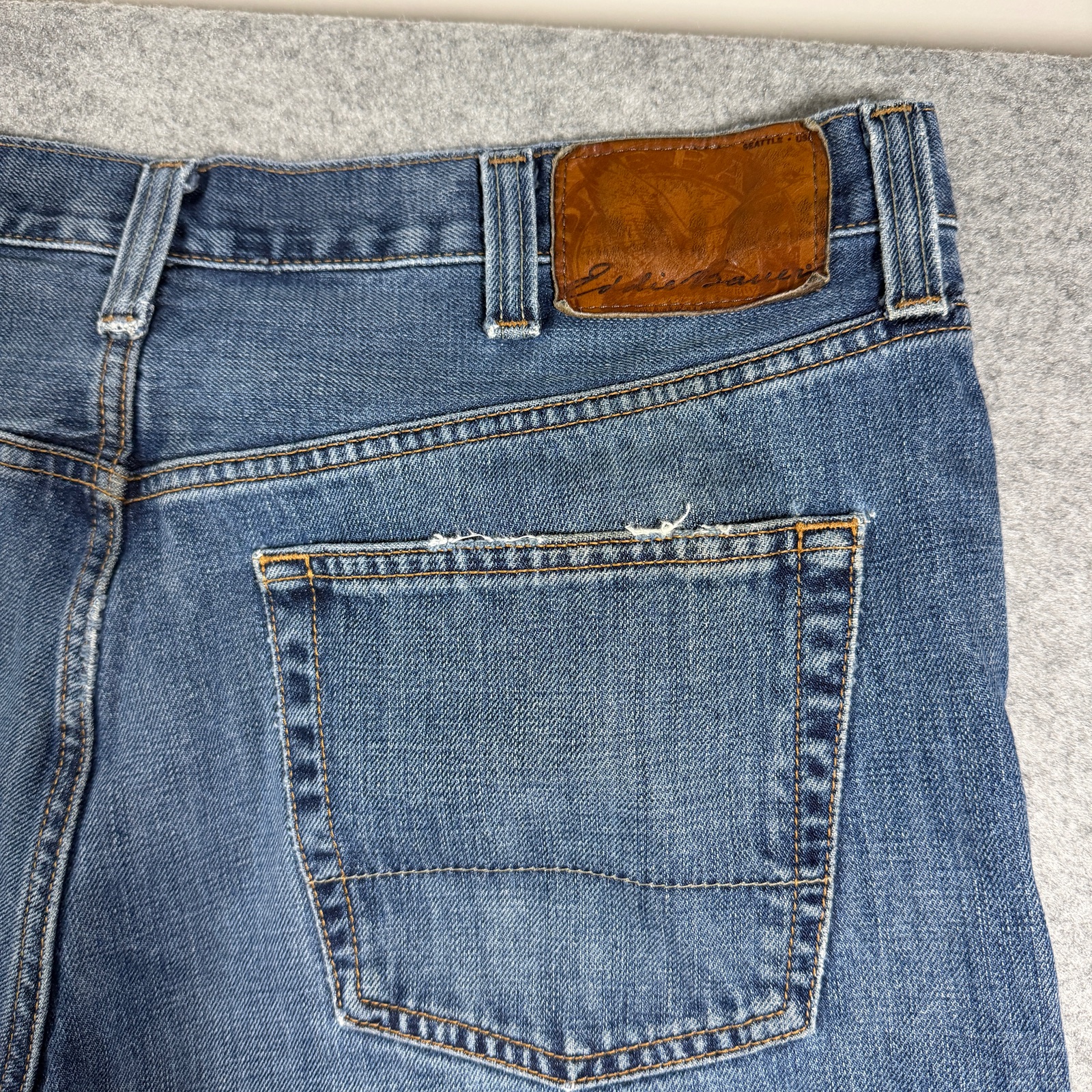 Vintage Eddie Bauer Denim Jeans Mens 38x32 Relaxed Fit Medium Wash Distressed thumbnail 12