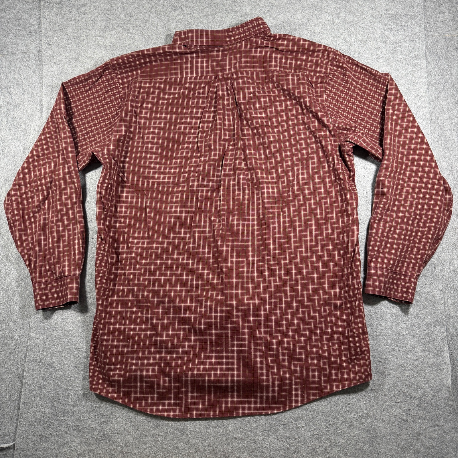 L.L.Bean Button Down Shirt Mens XL Tall Burgundy Plaid Wrinkle Resistant Cotton thumbnail 2