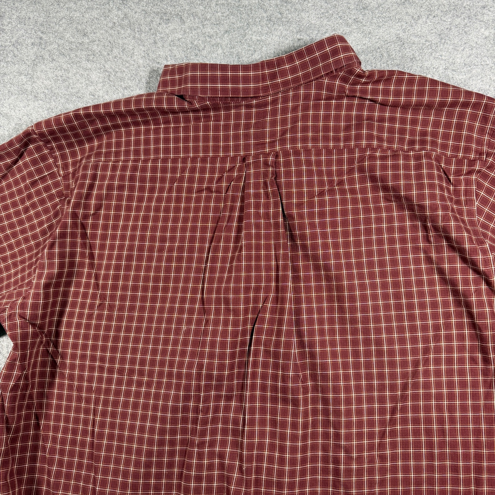 L.L.Bean Button Down Shirt Mens XL Tall Burgundy Plaid Wrinkle Resistant Cotton thumbnail 5