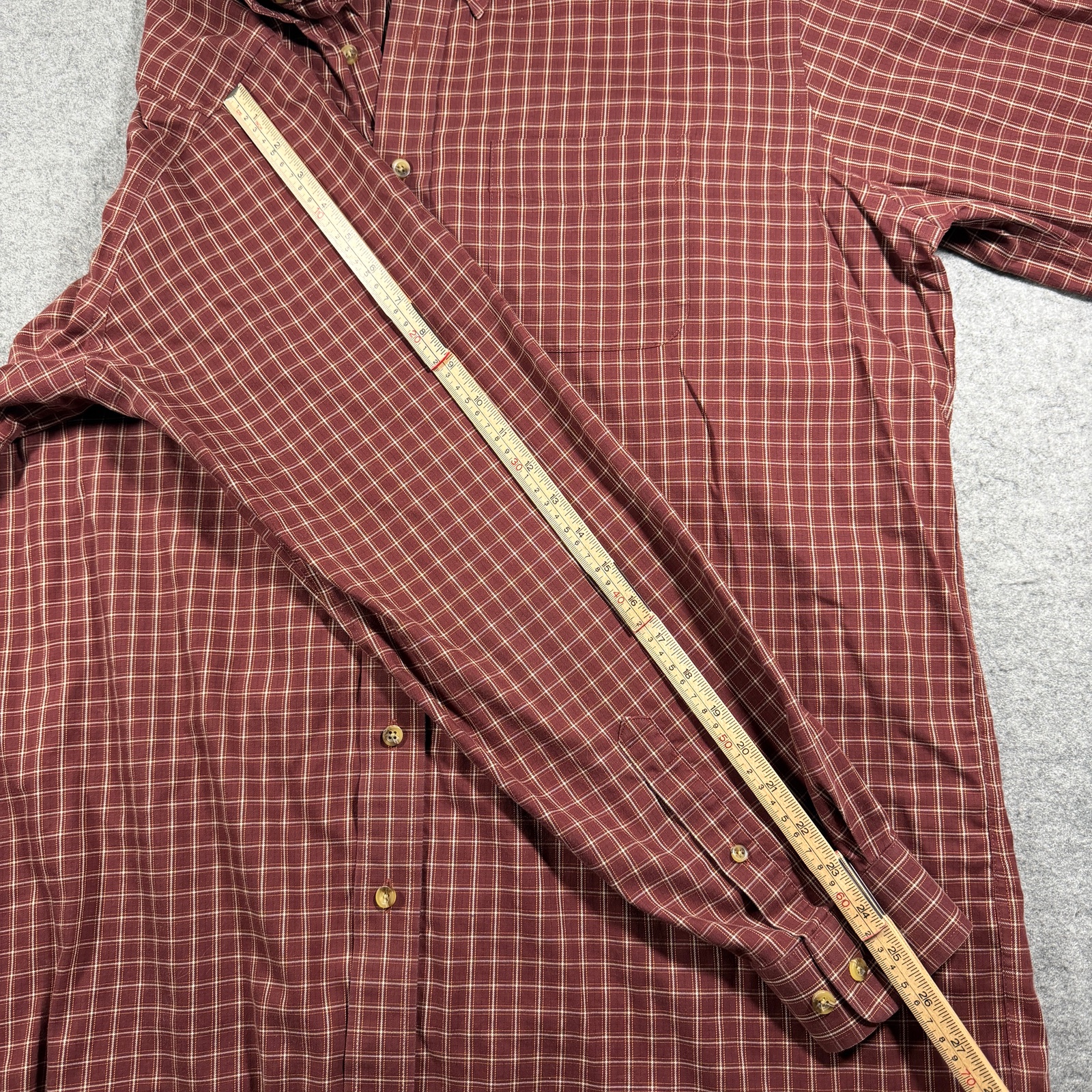L.L.Bean Button Down Shirt Mens XL Tall Burgundy Plaid Wrinkle Resistant Cotton thumbnail 8