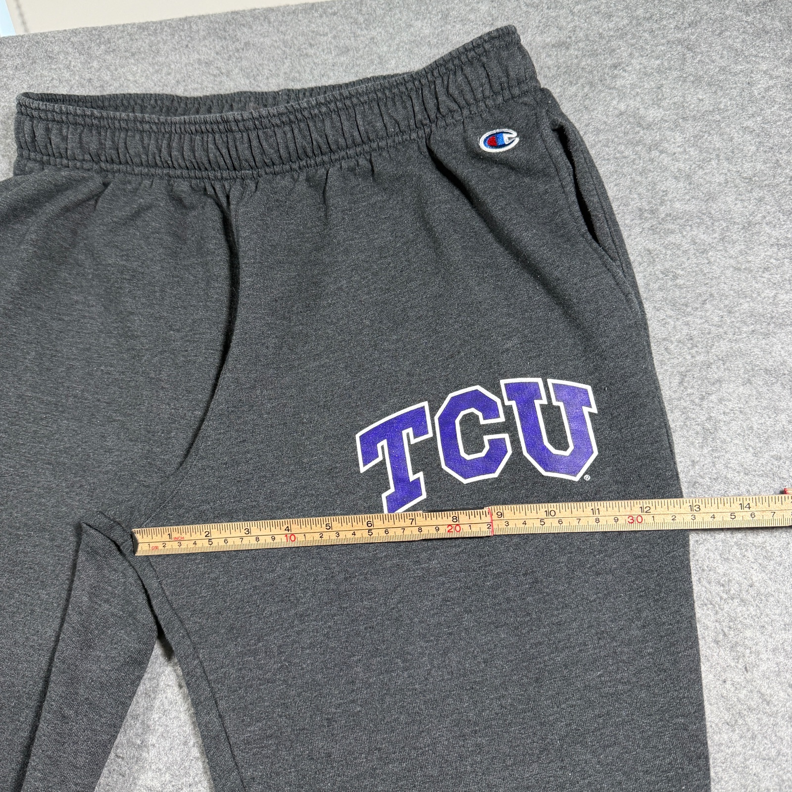Champion TCU Joggers Mens L Charcoal Gray Fleece Elastic Waist Drawstring Pants thumbnail 9