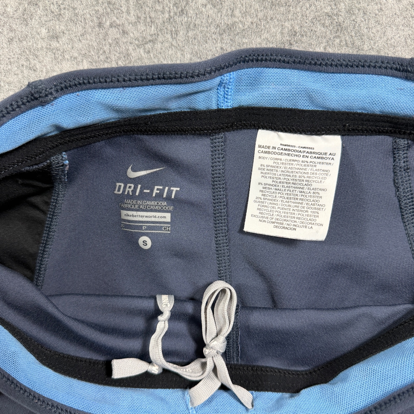 Nike Dri-FIT Capri Leggings Womens S Gray Blue Running Yoga Drawstring Pockets thumbnail 3