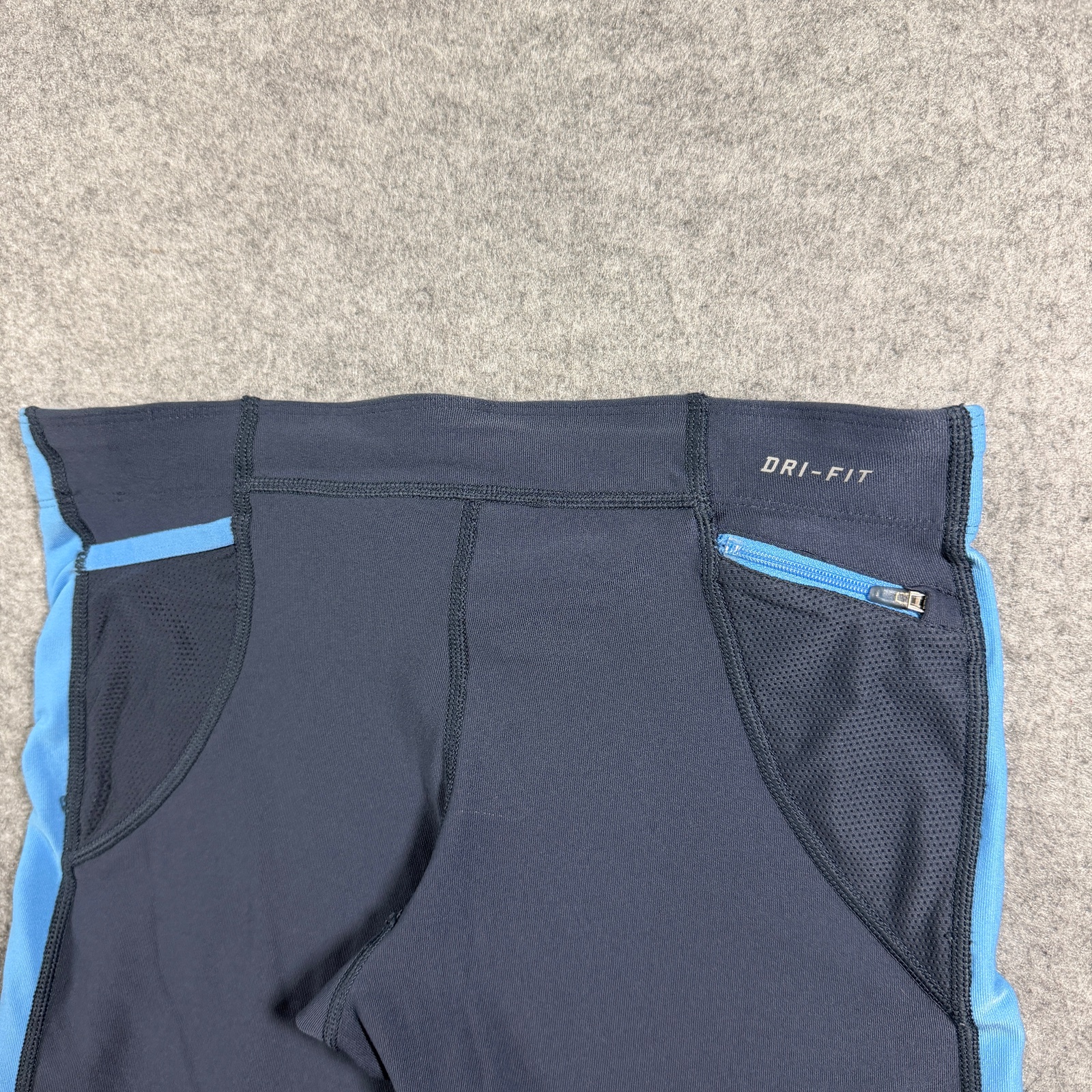 Nike Dri-FIT Capri Leggings Womens S Gray Blue Running Yoga Drawstring Pockets thumbnail 4