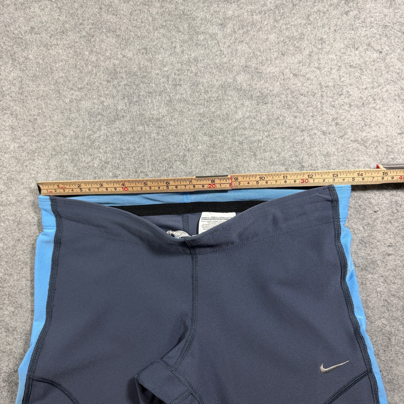 Nike Dri-FIT Capri Leggings Womens S Gray Blue Running Yoga Drawstring Pockets thumbnail 6