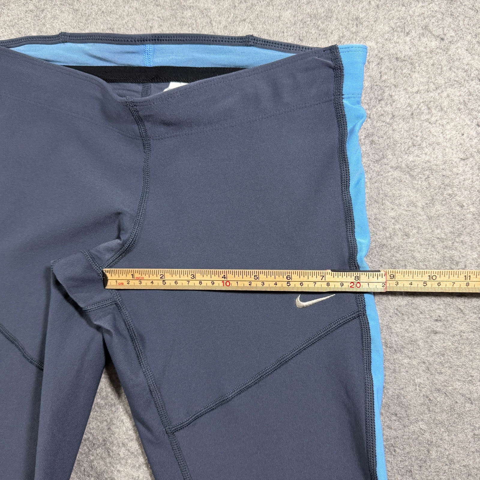 Nike Dri-FIT Capri Leggings Womens S Gray Blue Running Yoga Drawstring Pockets thumbnail 8
