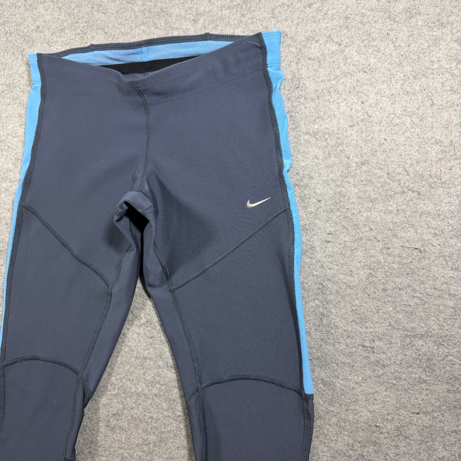 Nike Dri-FIT Capri Leggings Womens S Gray Blue Running Yoga Drawstring Pockets thumbnail 10