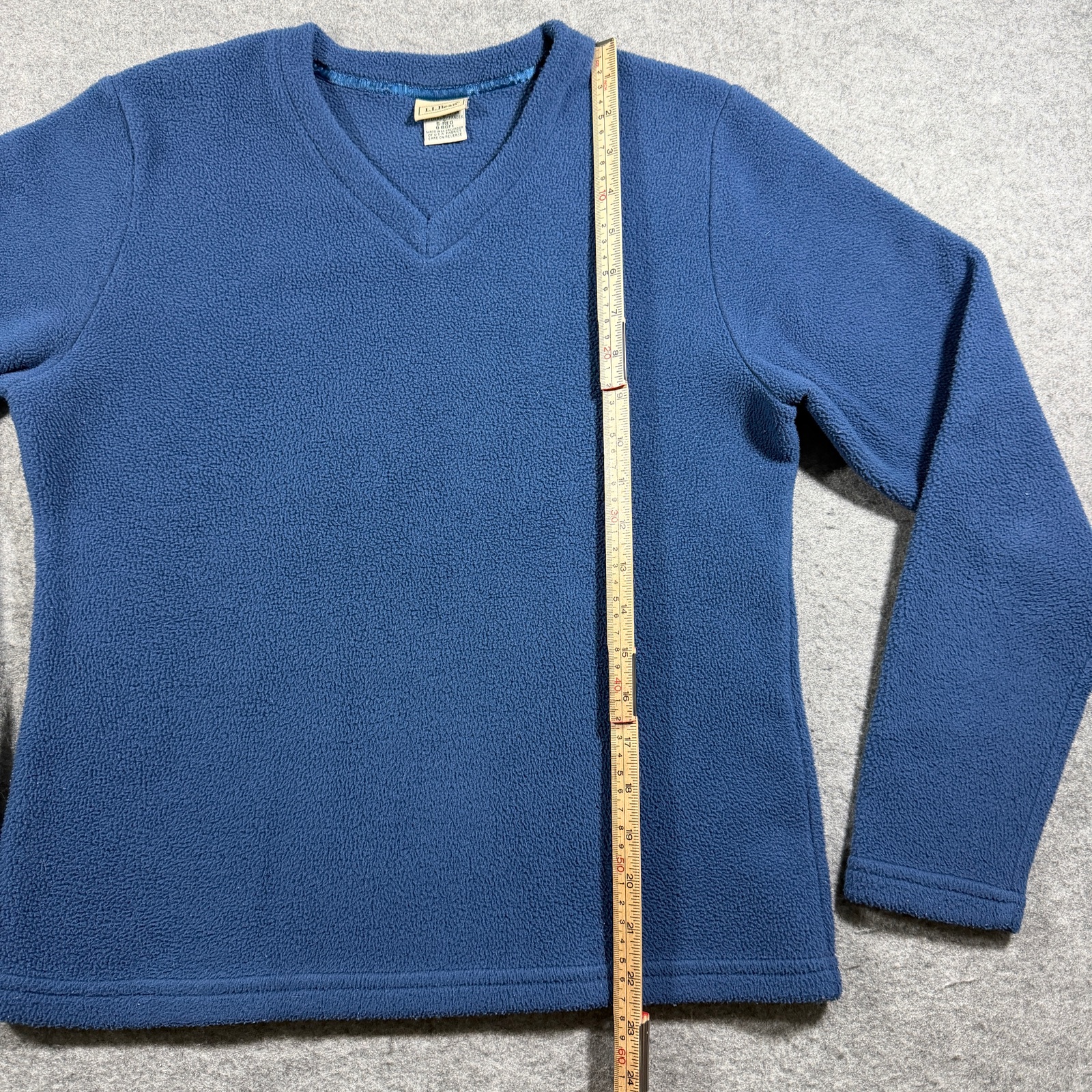 L.L.Bean Fuzzy Fleece Pullover Womens S Blue V-Neck Lightweight Casual Layering thumbnail 6