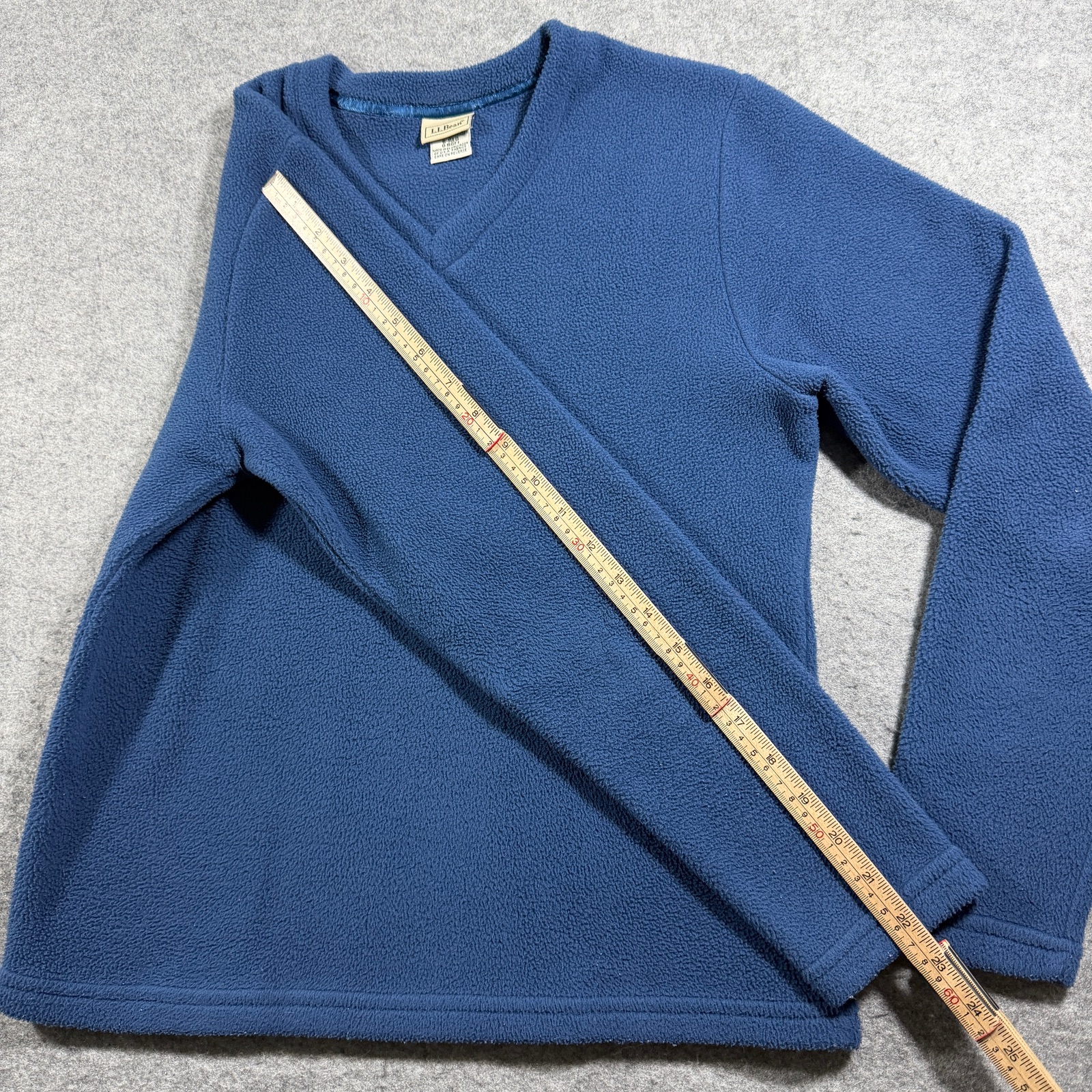 L.L.Bean Fuzzy Fleece Pullover Womens S Blue V-Neck Lightweight Casual Layering thumbnail 8