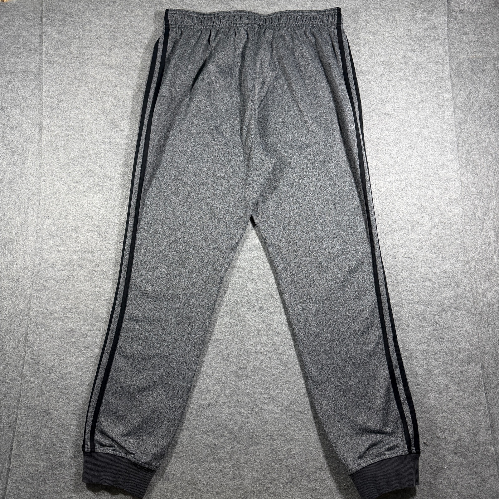 Adidas Joggers Mens L Heather Gray Black 3 Stripe Tapered Lounge Athletic thumbnail 2