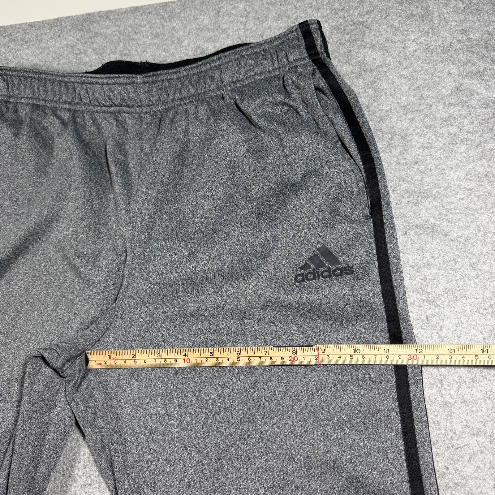 Adidas Joggers Mens L Heather Gray Black 3 Stripe Tapered Lounge Athletic thumbnail 8