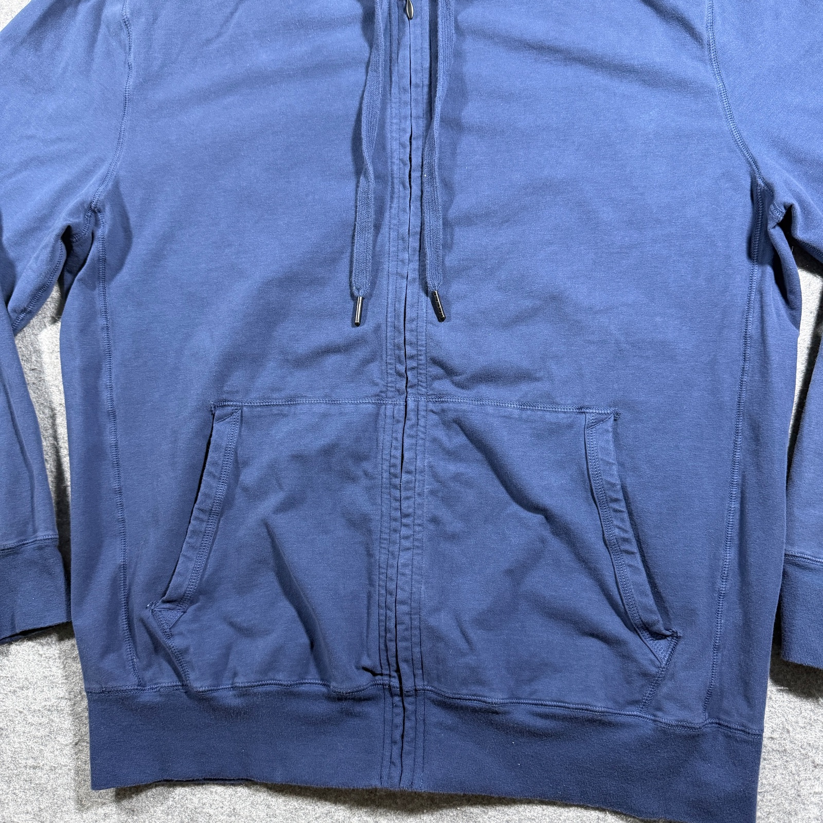 True Grit Full Zip Hoodie Mens L Navy Blue Soft Touch Drawstring Relaxed Casual thumbnail 4