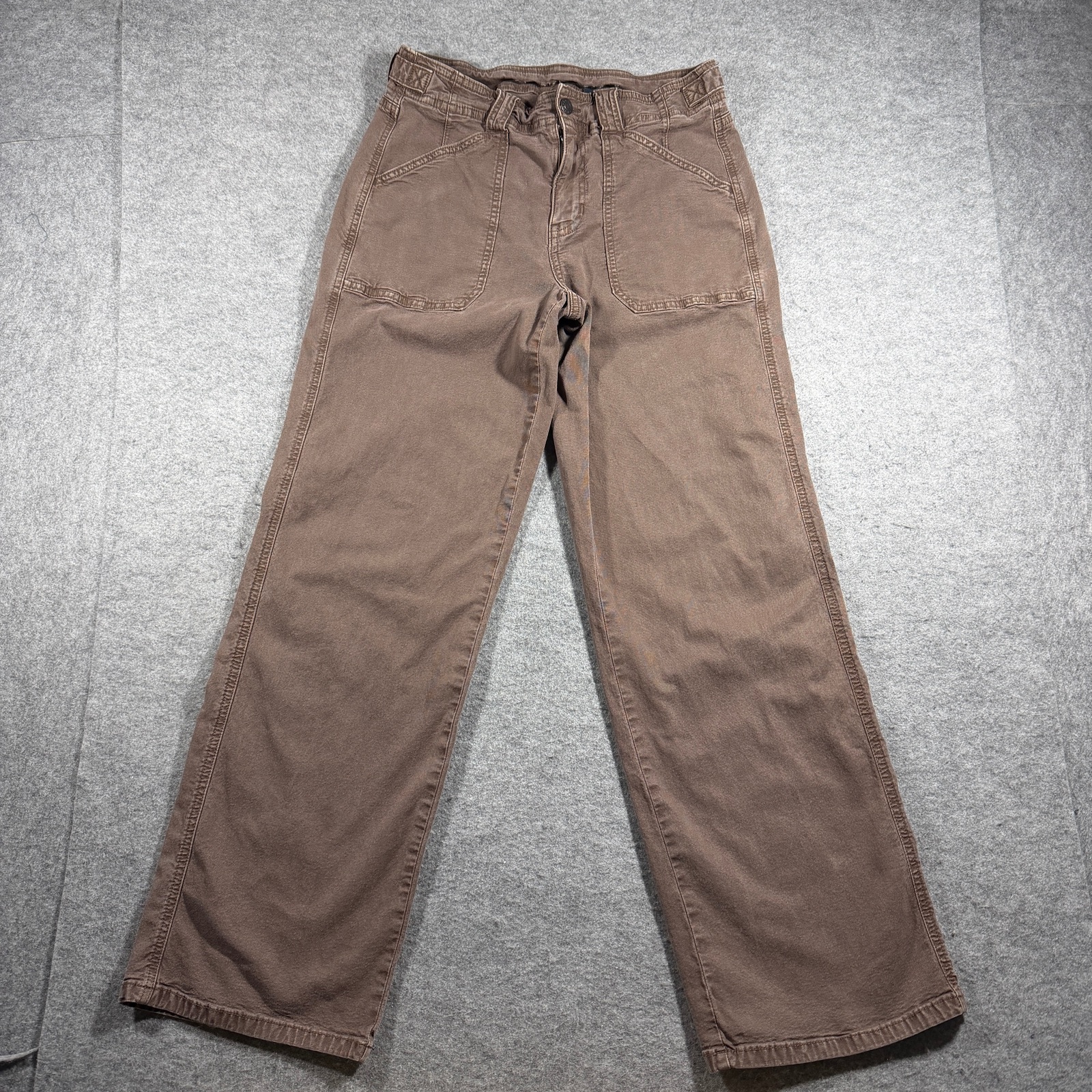 American Eagle Stovepipe Jeans Womens 4 Brown Canvas Adjustable Waist Utility