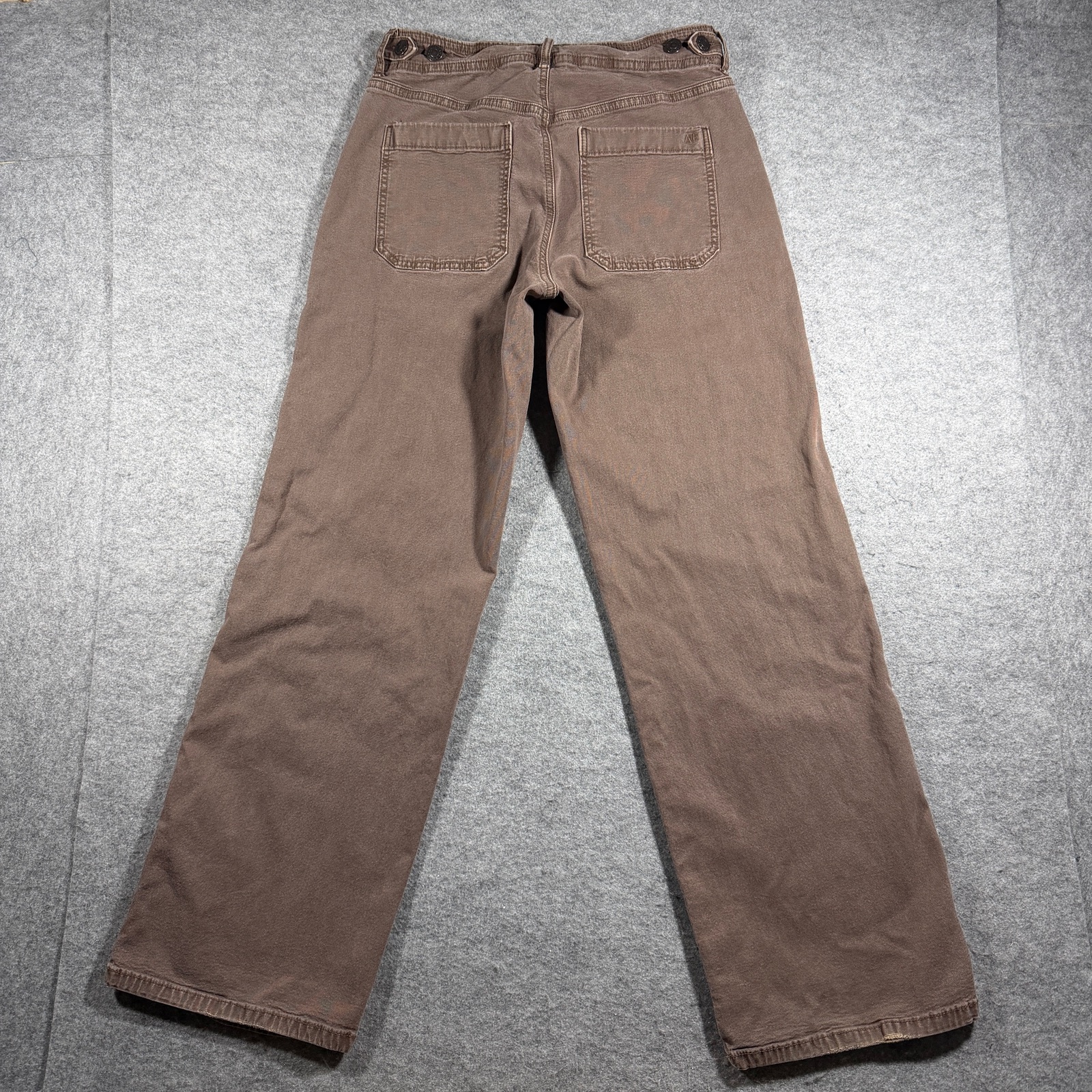 American Eagle Stovepipe Jeans Womens 4 Brown Canvas Adjustable Waist Utility thumbnail 2
