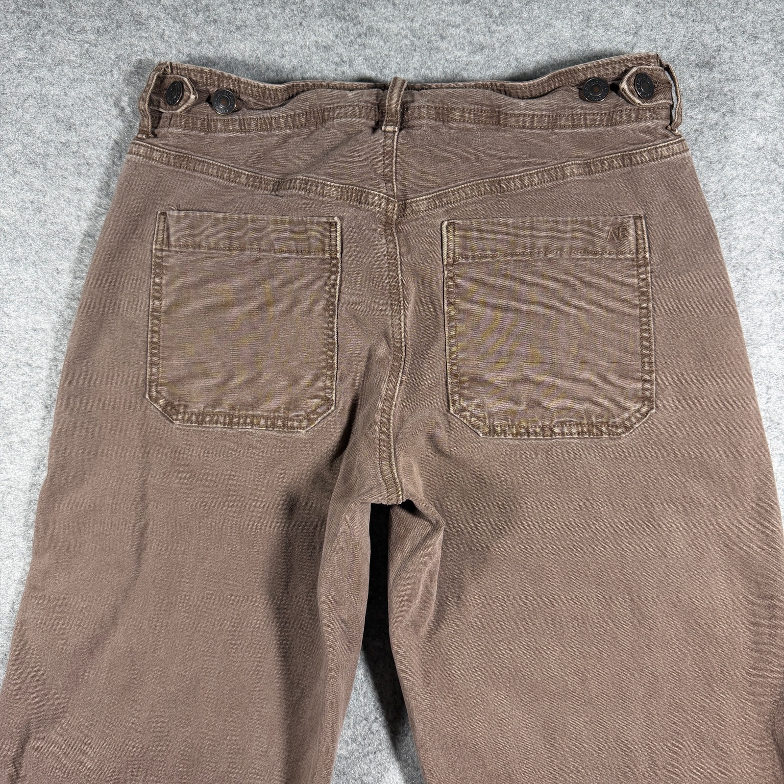 American Eagle Stovepipe Jeans Womens 4 Brown Canvas Adjustable Waist Utility thumbnail 3